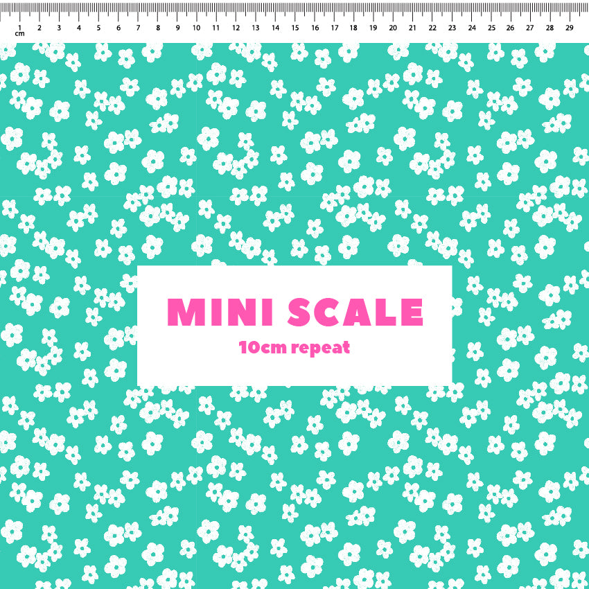 Ditsy Florals (Teal) - 0.5m - Cotton Woven - Mini Scale