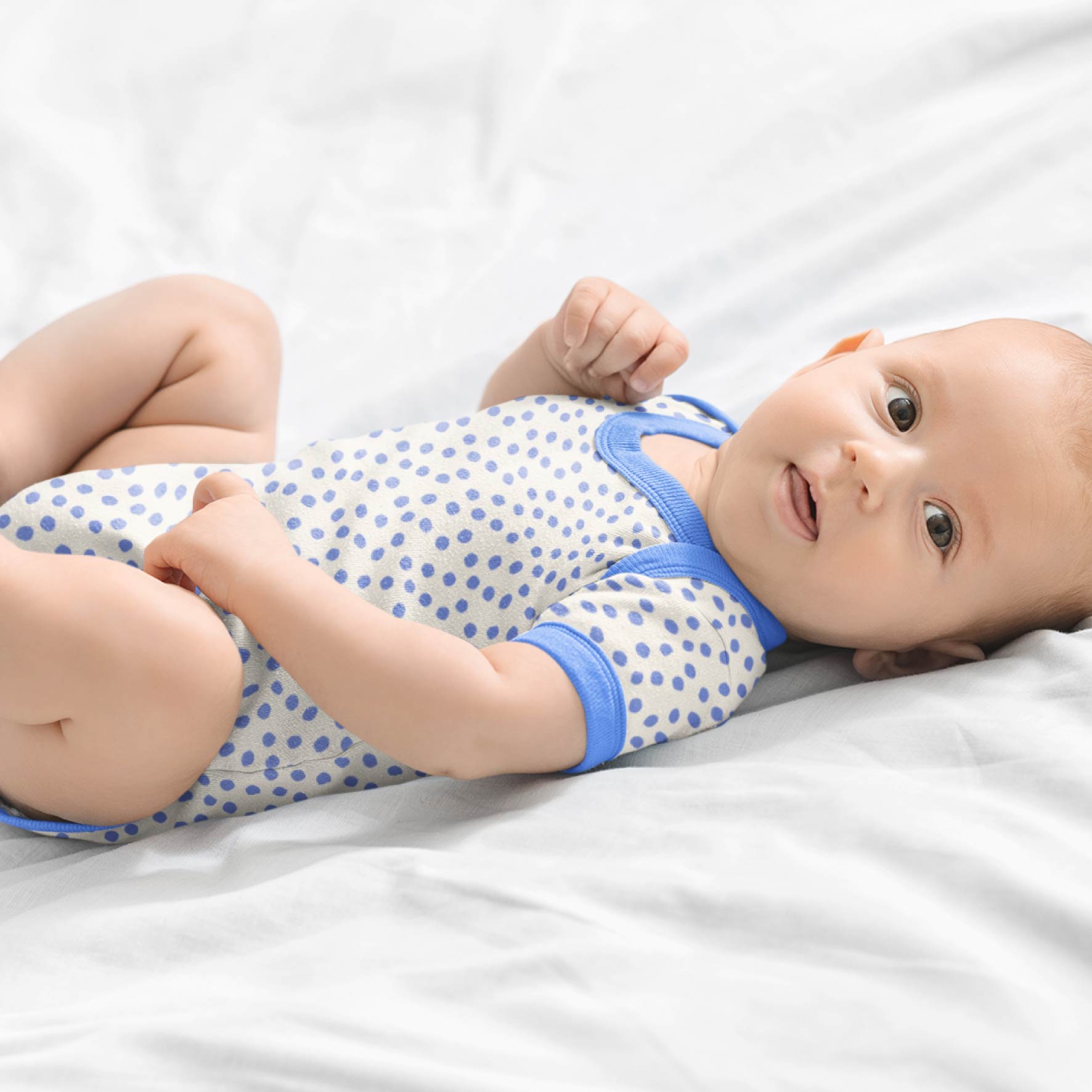 Dotty (Blue/Cream) Preorder Fabric by New Kid Club
