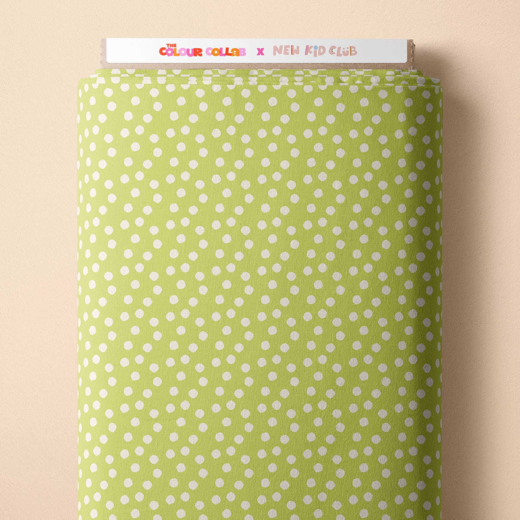 Dotty (Lime/Cream) Preorder Fabric by New Kid Club