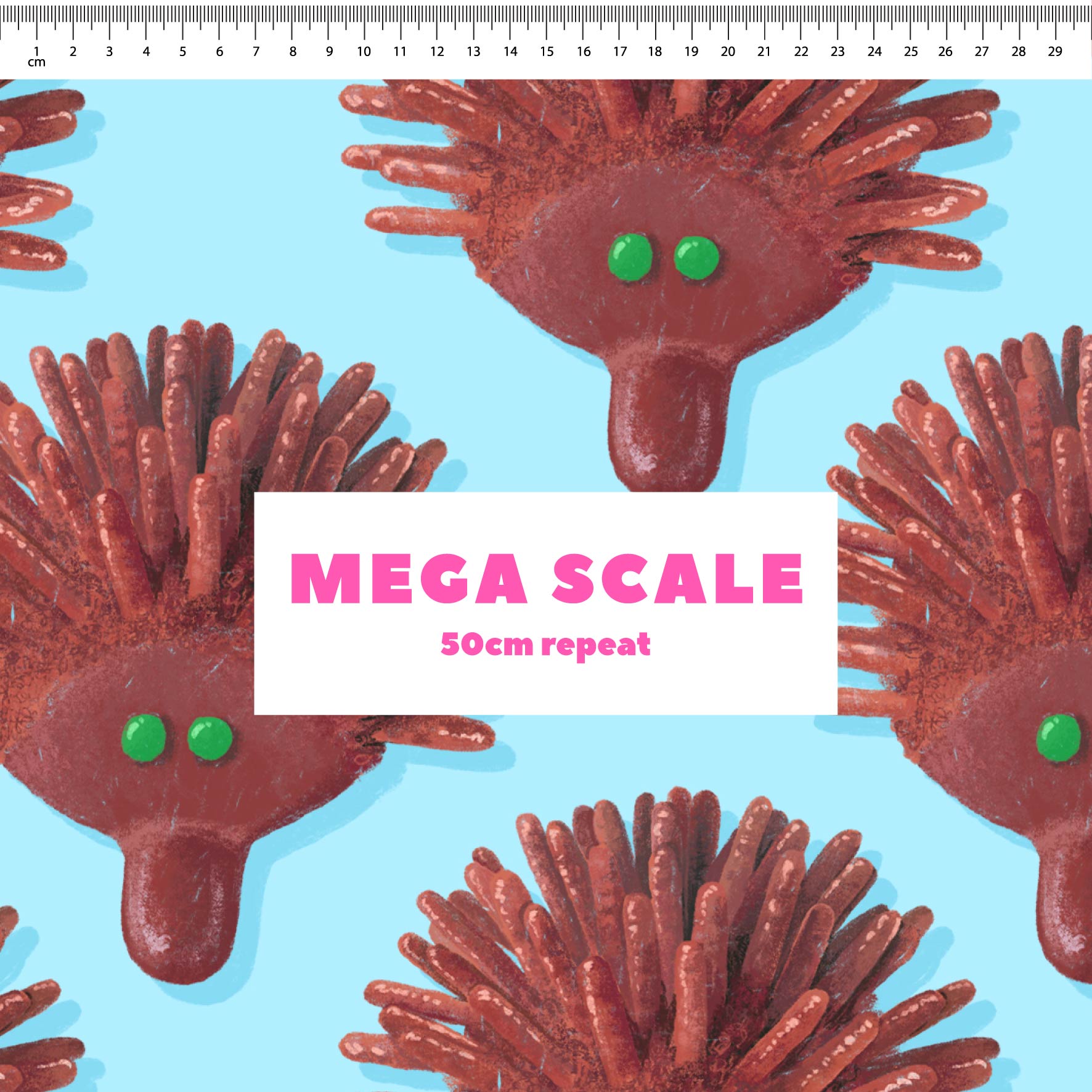 Preorder Fabric: Echidna Cake (Blue)