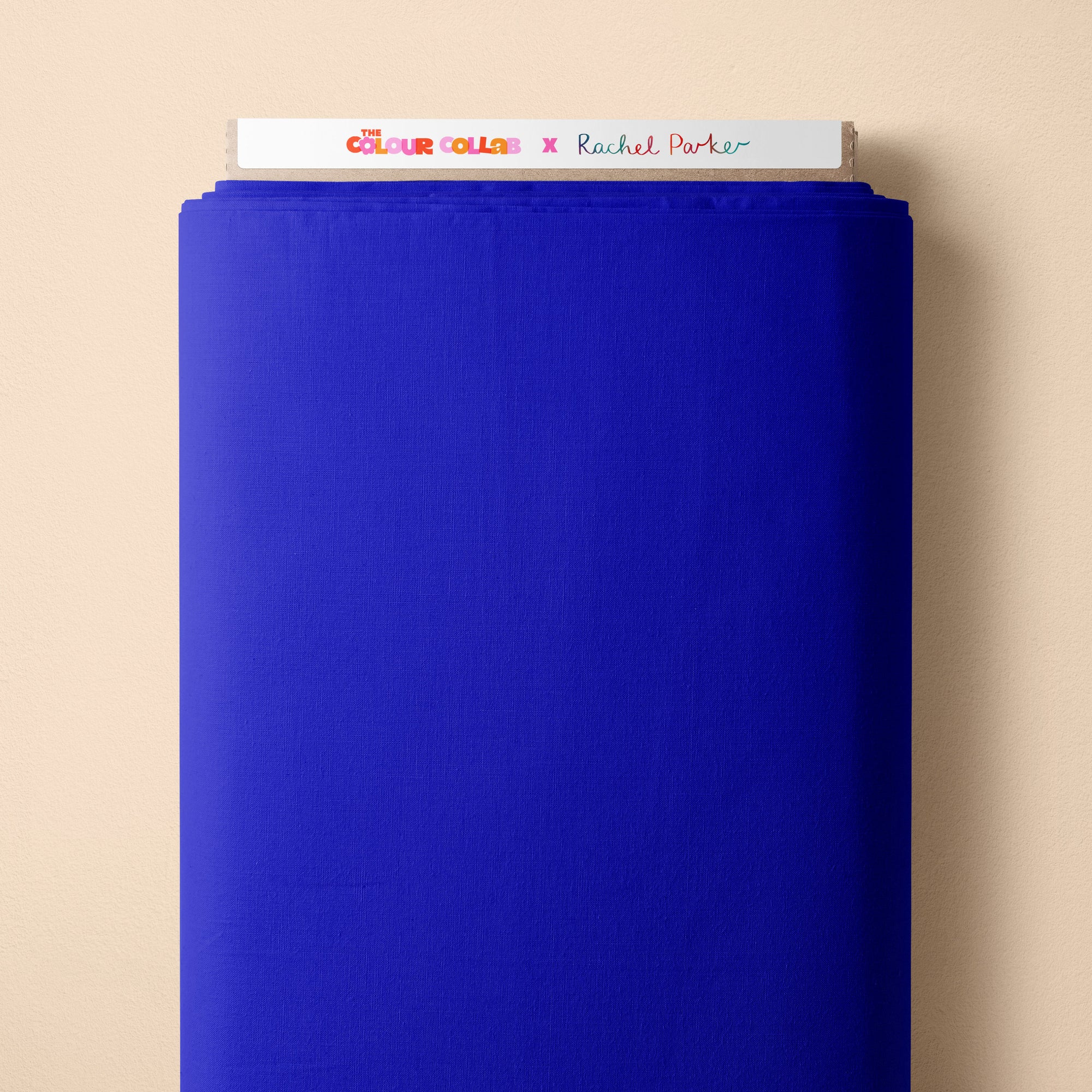 Plain Colour - Brightside (Electric Blue) fabric by The Colour Collab mock up on fabric bolt