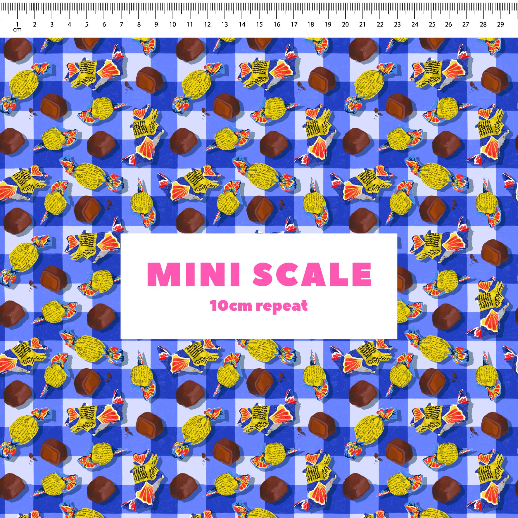 Fantales printed cotton fabric by The Colour Collab in 10cm Mini Scale