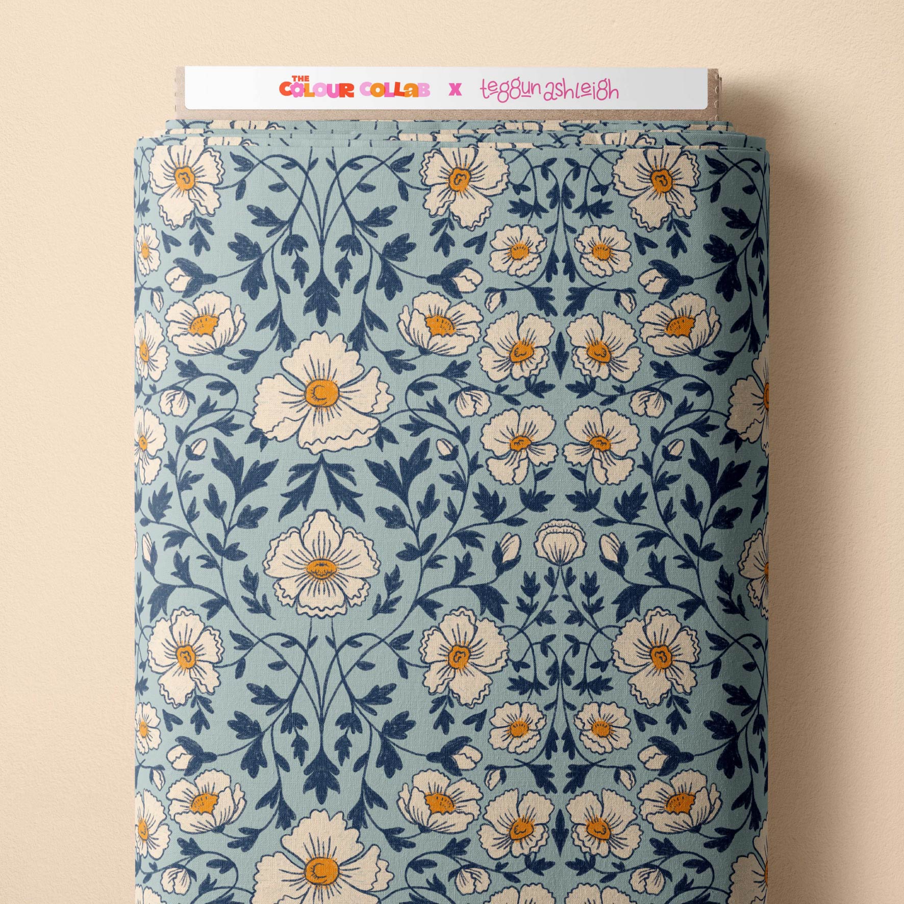 Flora (Blue) - 1m - Cotton Woven - Midi Scale