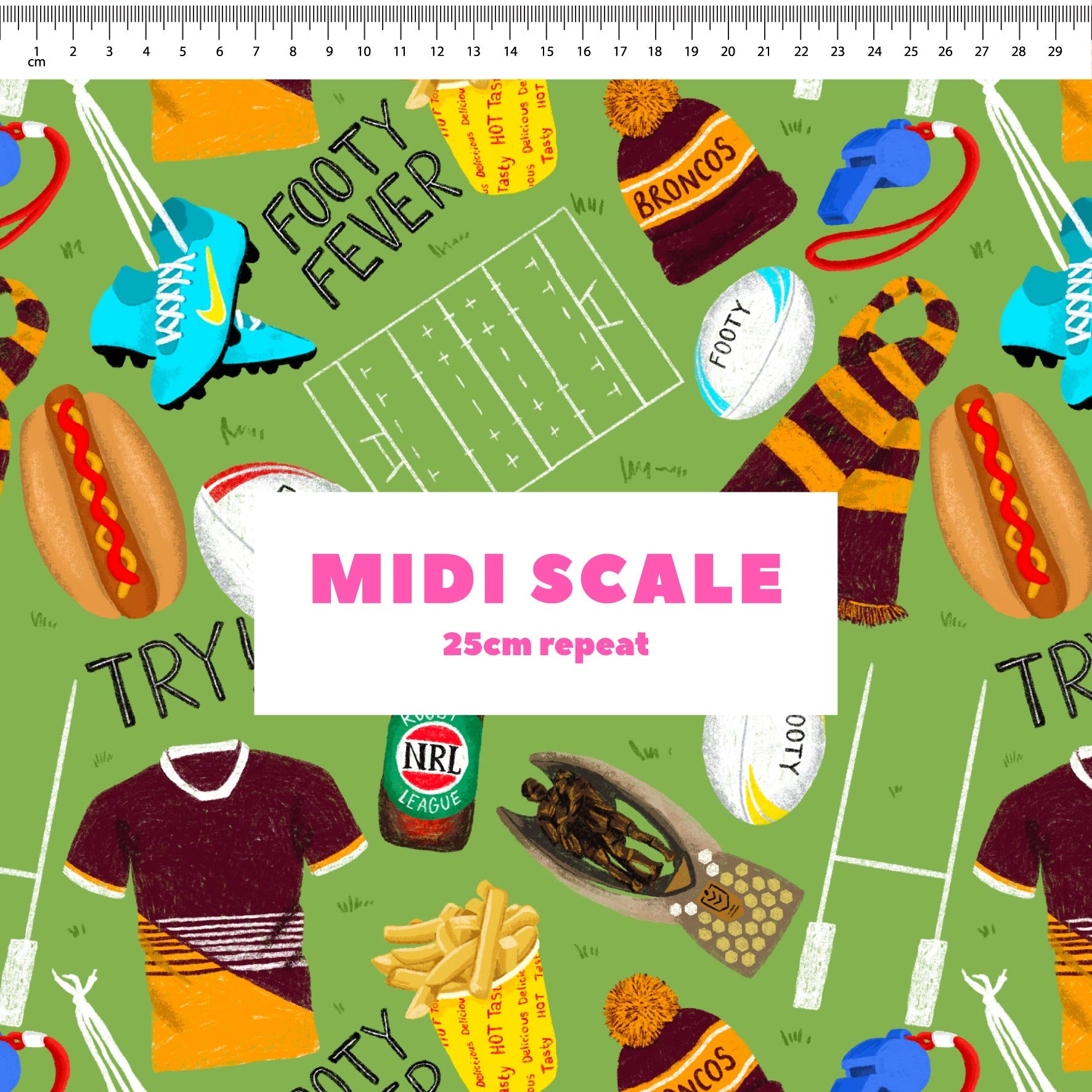 Preorder Fabric: Footy Fever (Broncos)