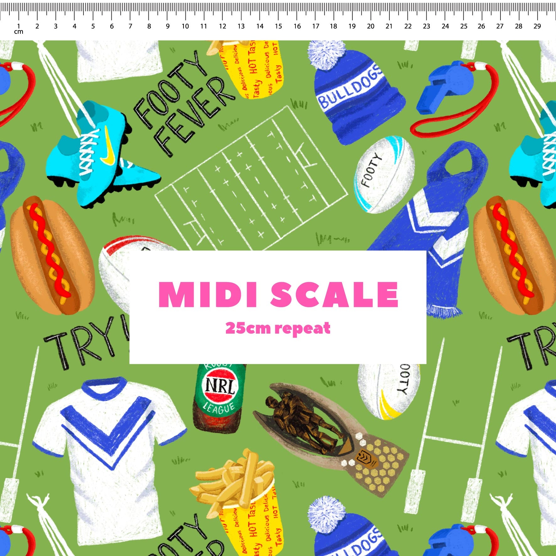 Preorder Fabric: Footy Fever (Bulldogs)
