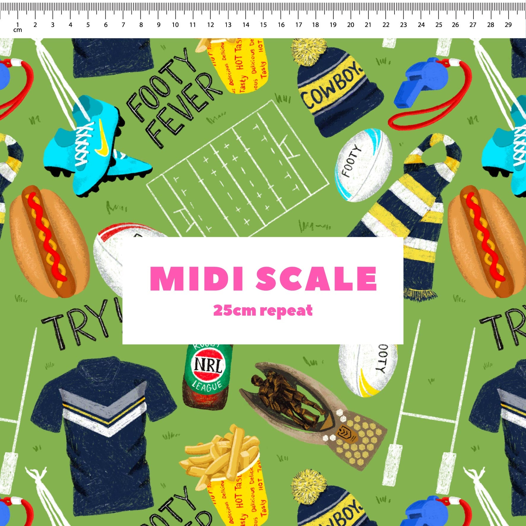 Preorder Fabric: Footy Fever (Cowboys)