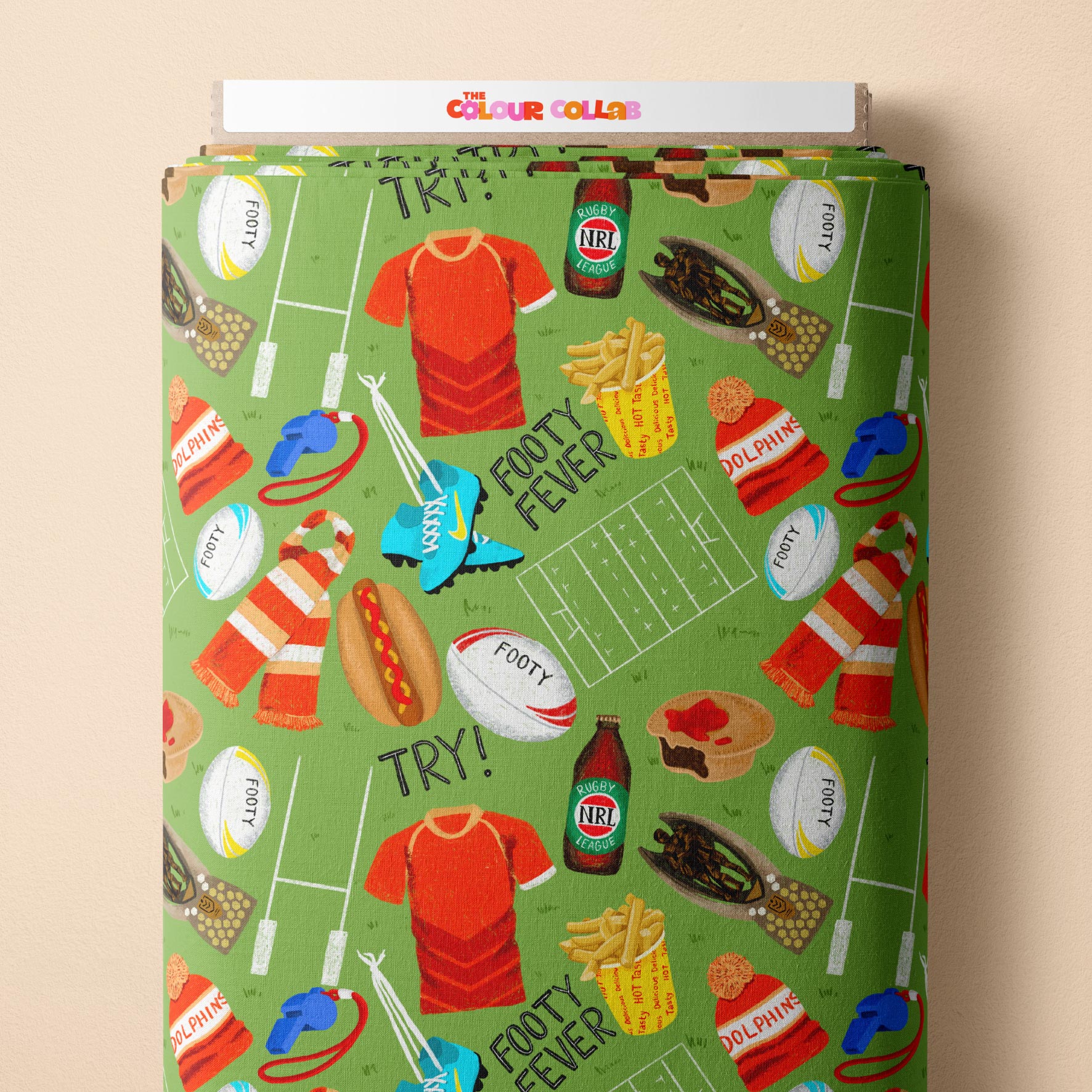Preorder Fabric: Footy Fever (Dolphins)