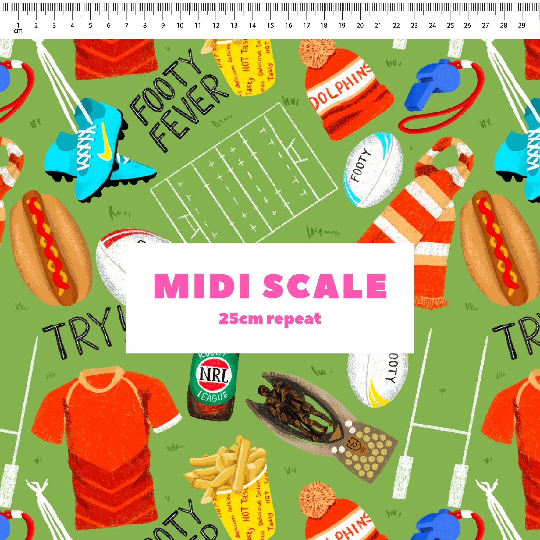Preorder Fabric: Footy Fever (Dolphins)