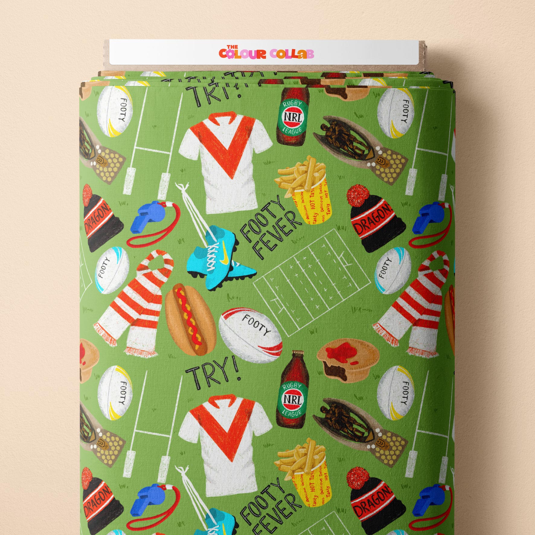 Preorder Fabric: Footy Fever (Dragons)