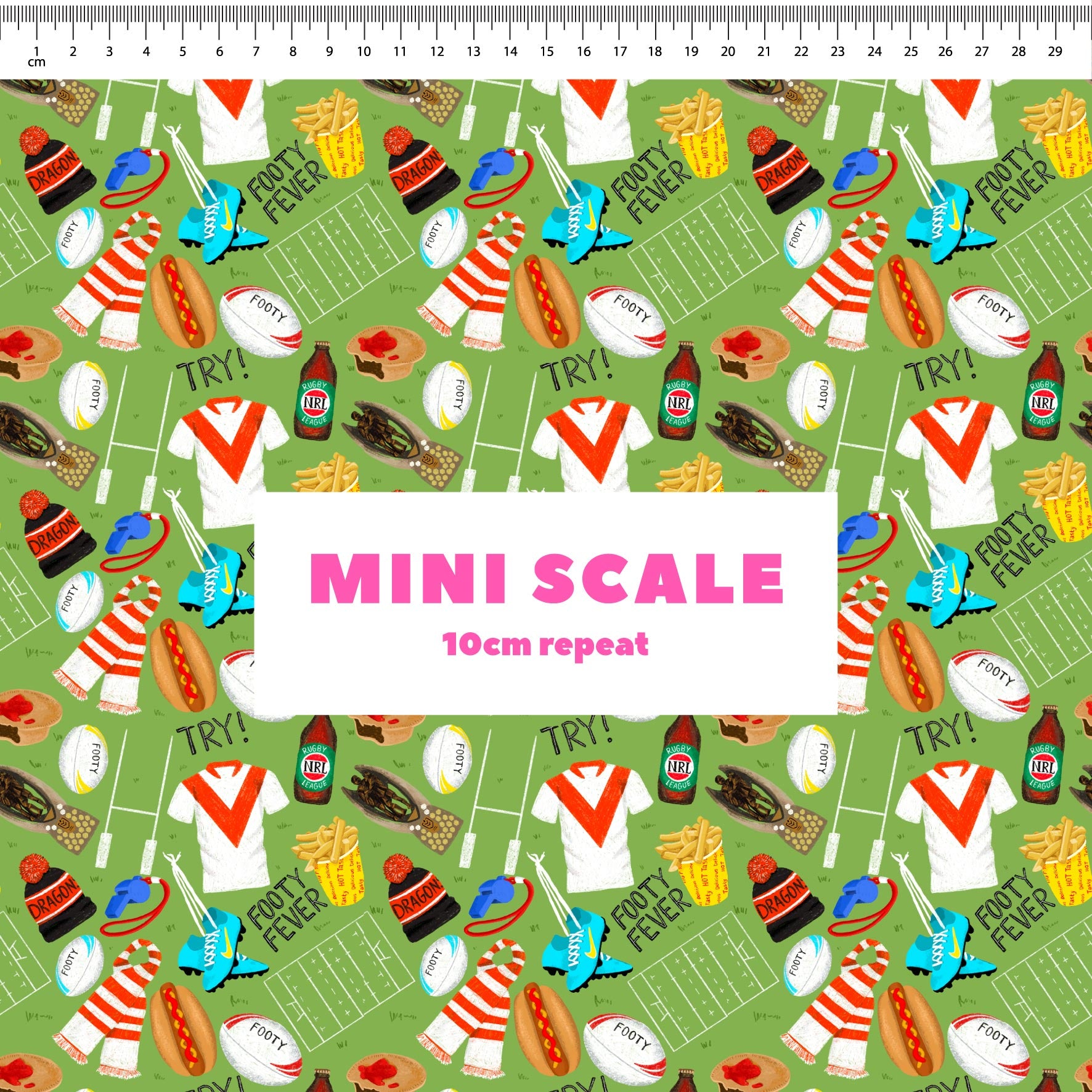 Preorder Fabric: Footy Fever (Dragons)