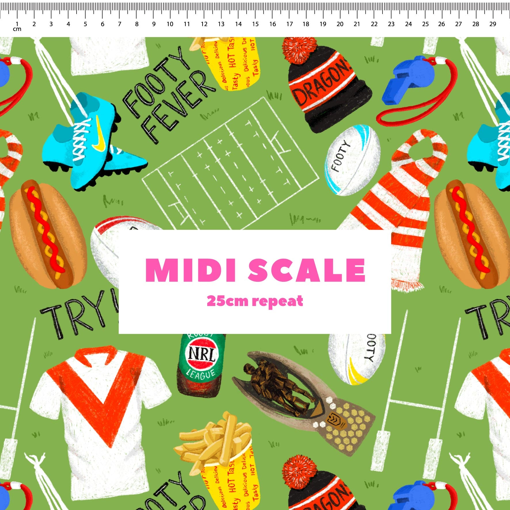 Preorder Fabric: Footy Fever (Dragons)
