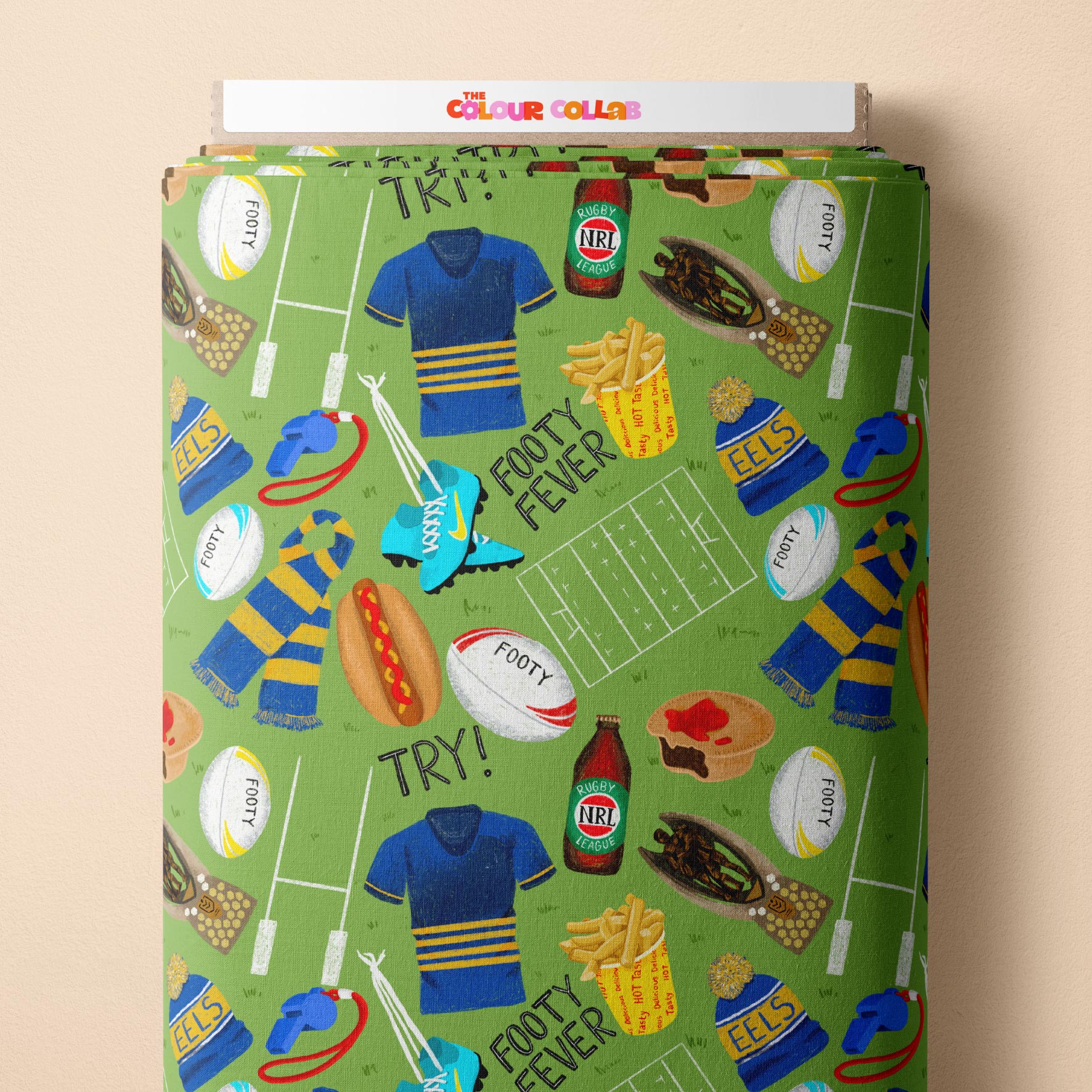 Preorder Fabric: Footy Fever (Eels)