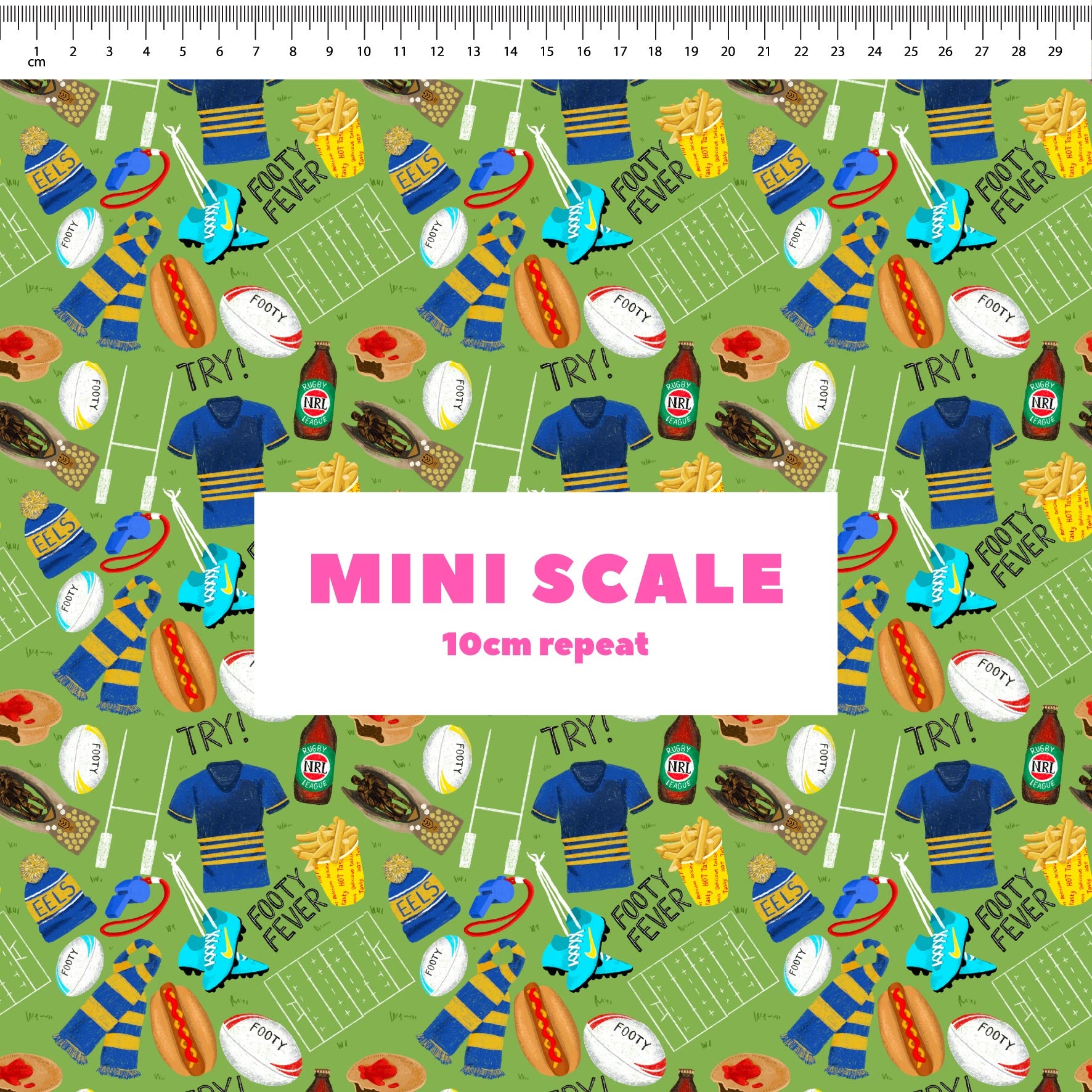 Preorder Fabric: Footy Fever (Eels)