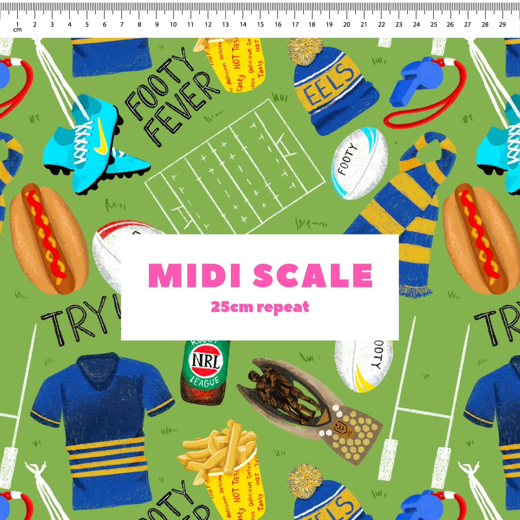Preorder Fabric: Footy Fever (Eels)