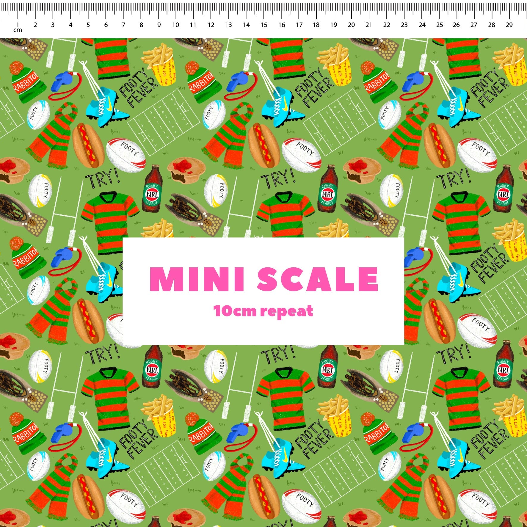 Preorder Fabric: Footy Fever (Rabbitohs)
