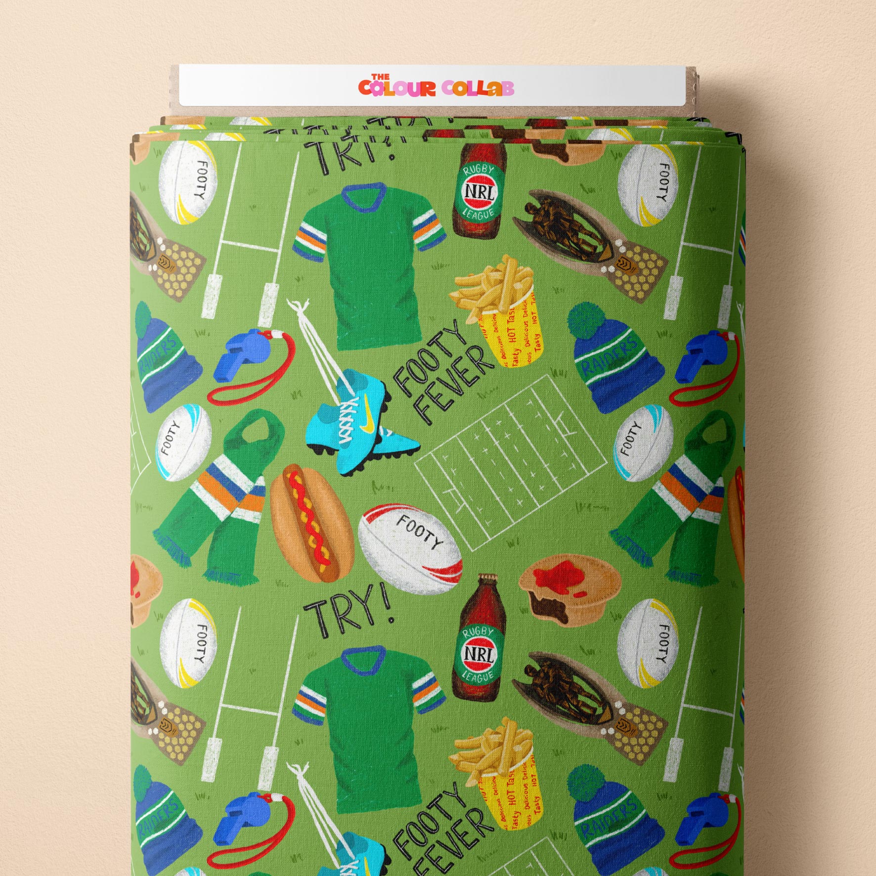 Preorder Fabric: Footy Fever (Raiders)