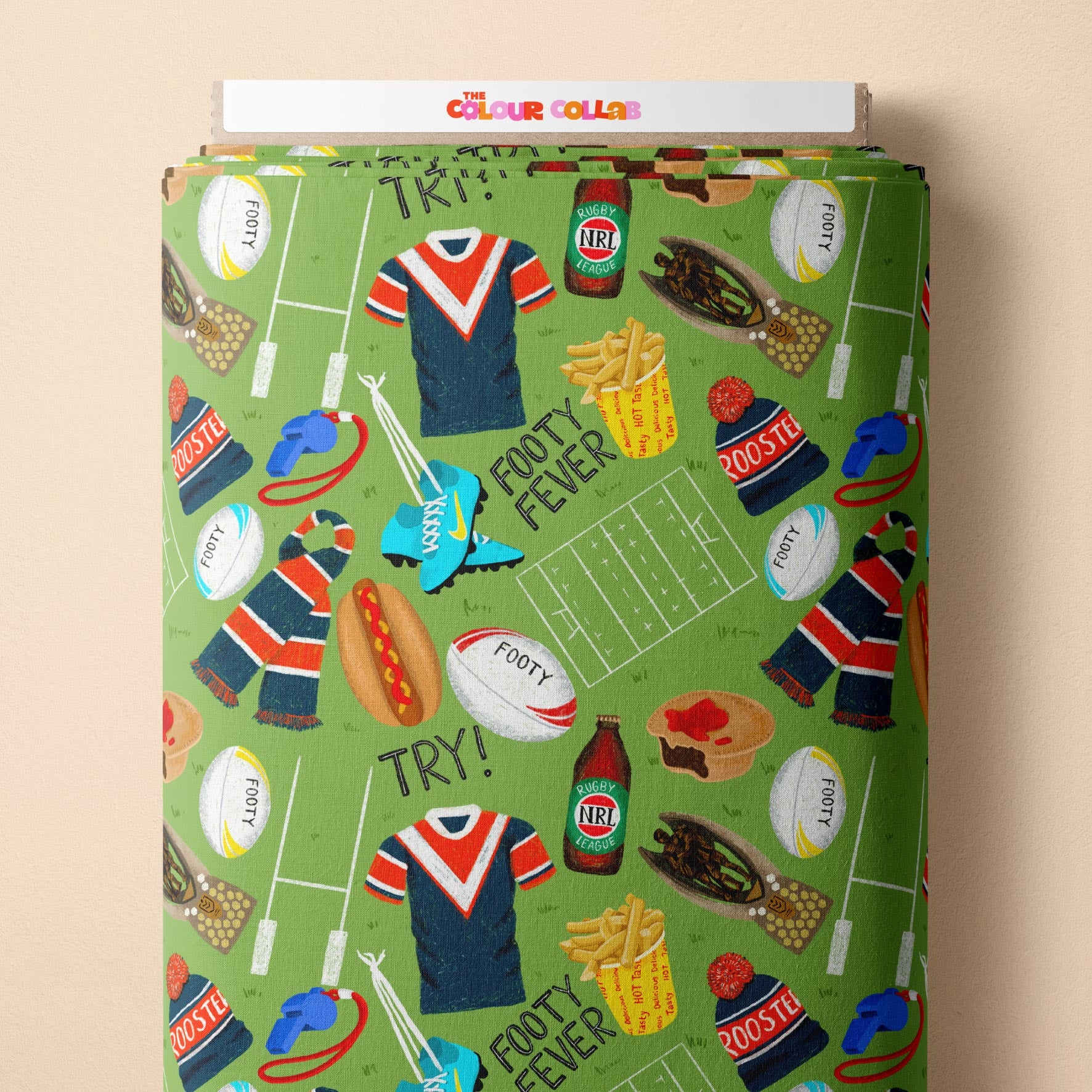 Preorder Fabric: Footy Fever (Roosters)