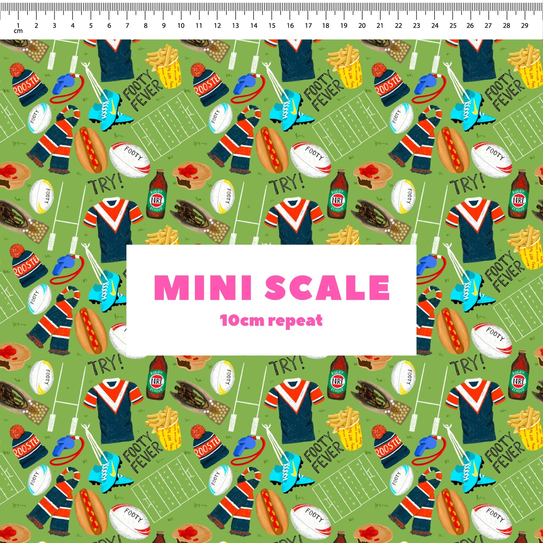 Preorder Fabric: Footy Fever (Roosters)