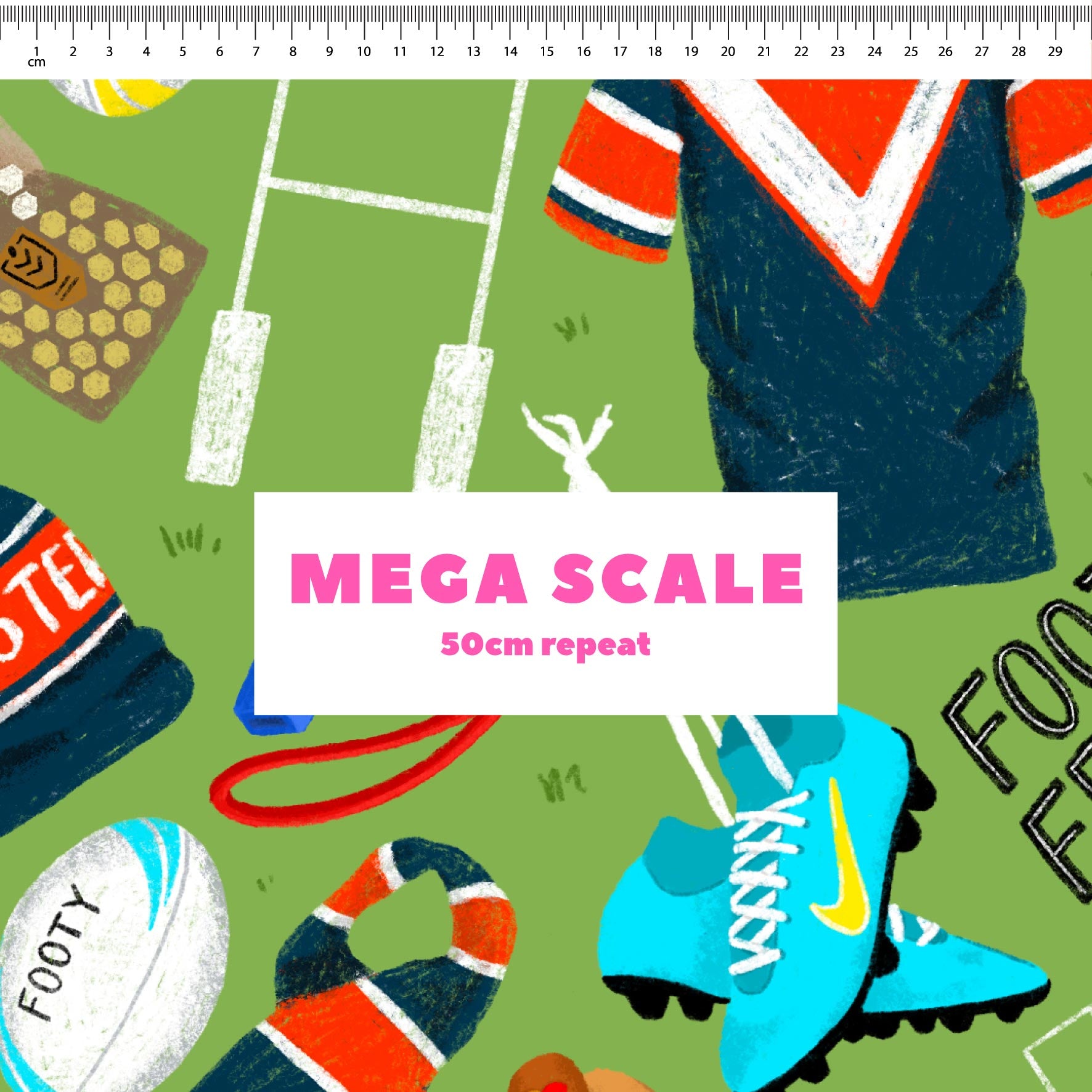 Preorder Fabric: Footy Fever (Roosters)