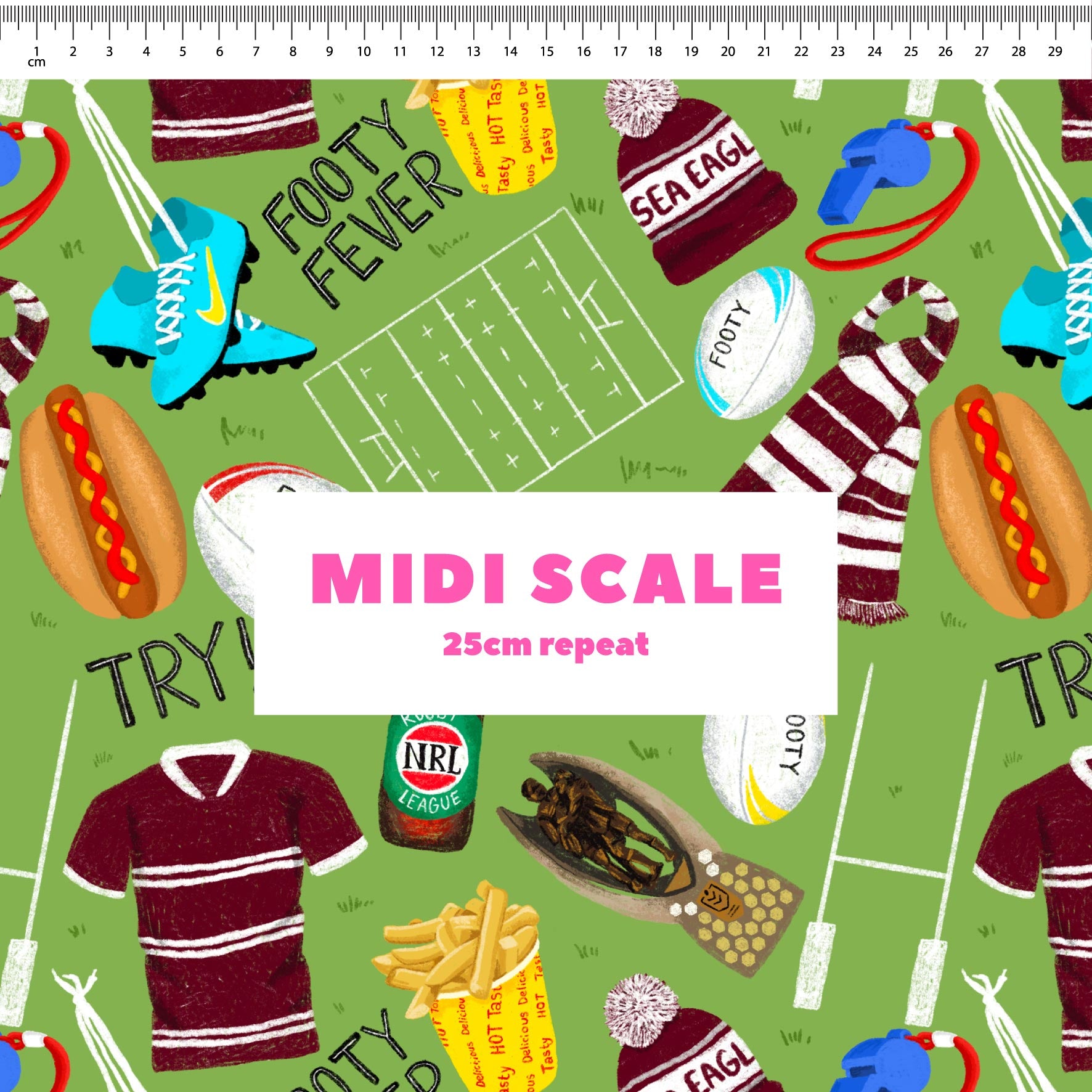 Preorder Fabric: Footy Fever (Sea Eagles)
