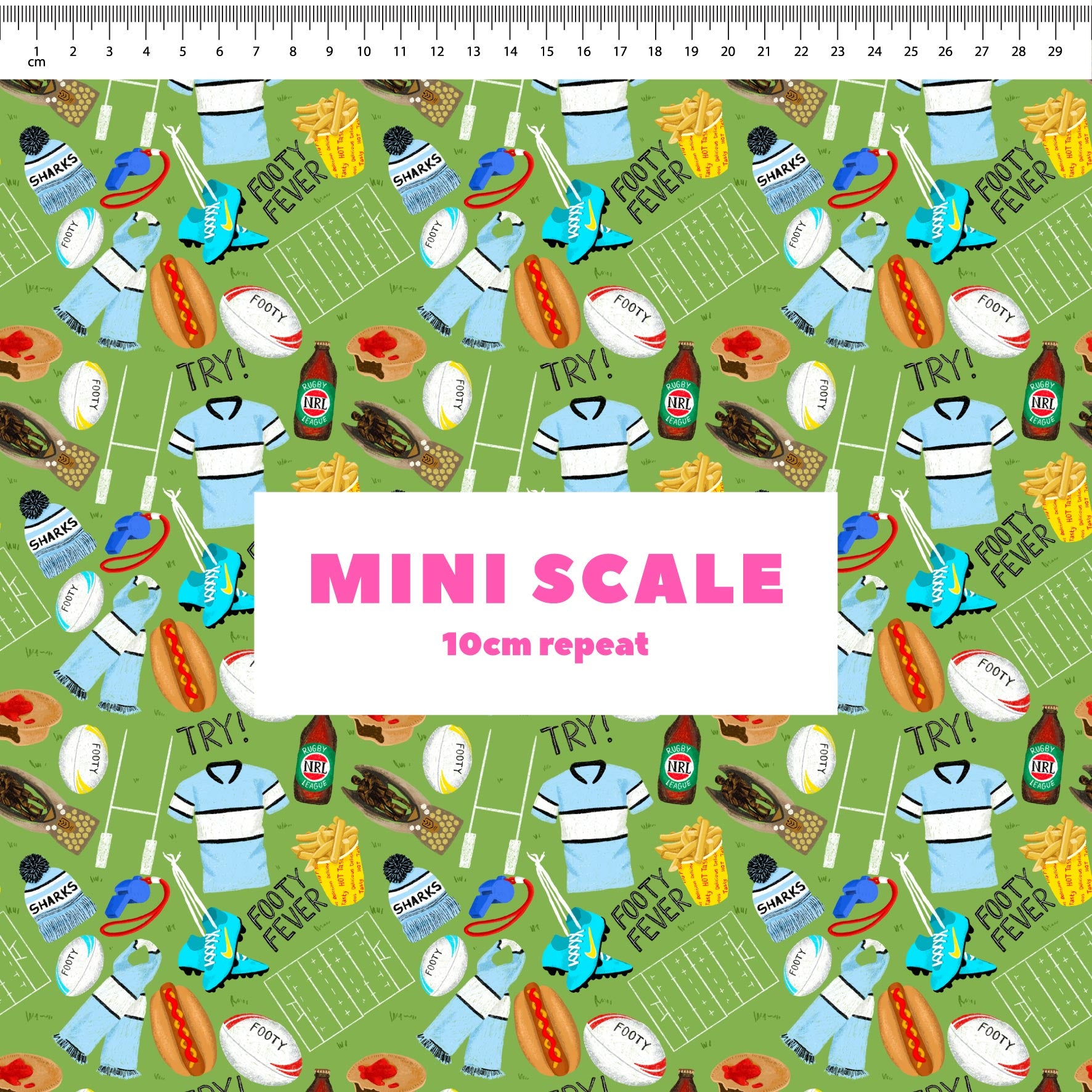 Preorder Fabric: Footy Fever (Sharks)
