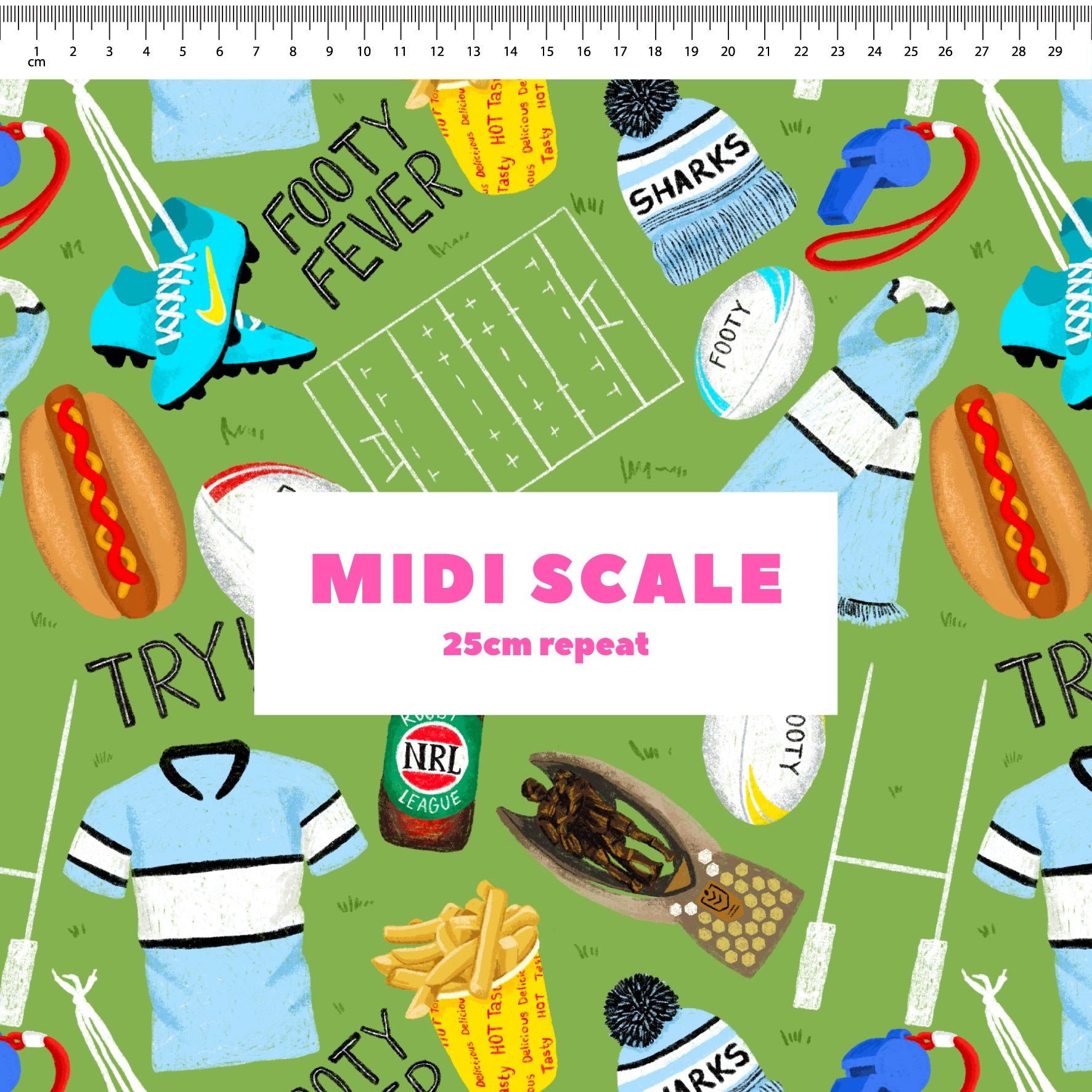 Preorder Fabric: Footy Fever (Sharks)