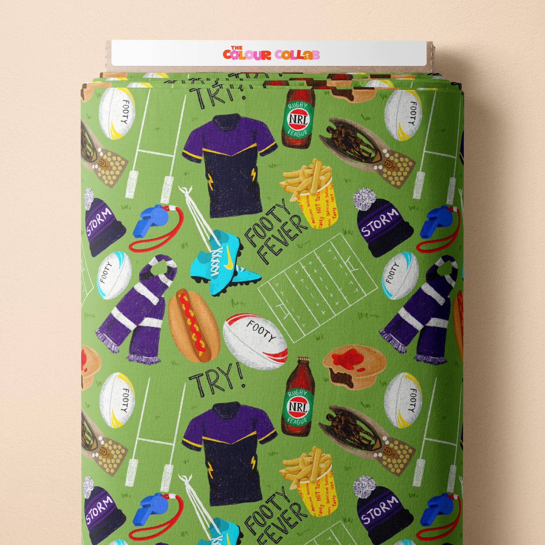 Preorder Fabric: Footy Fever (Storm)
