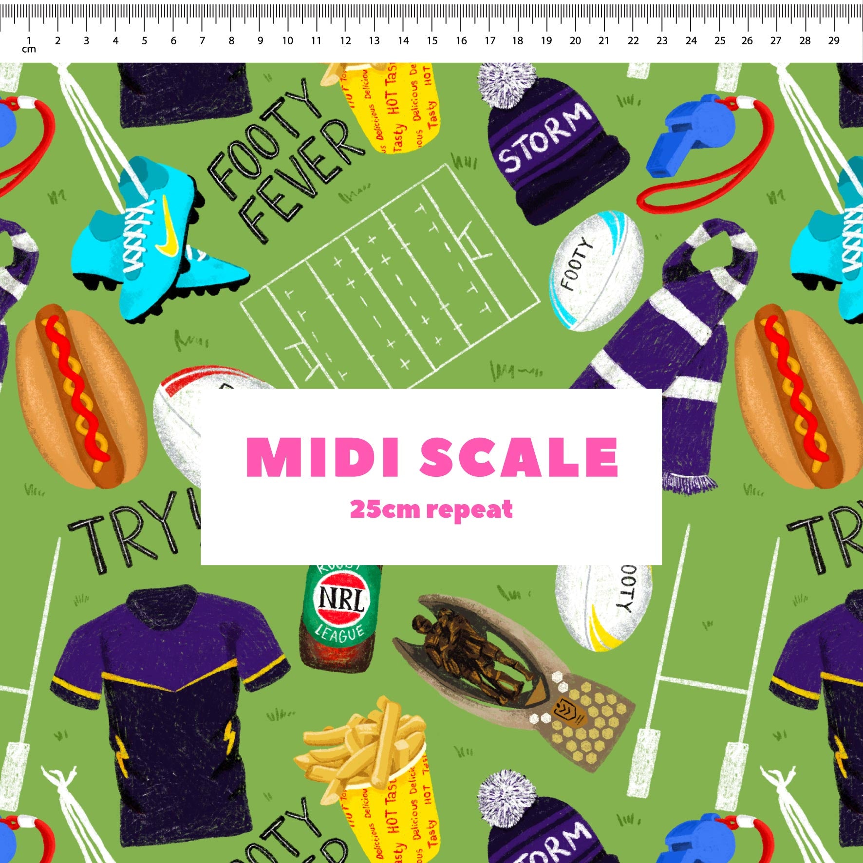 Preorder Fabric: Footy Fever (Storm)