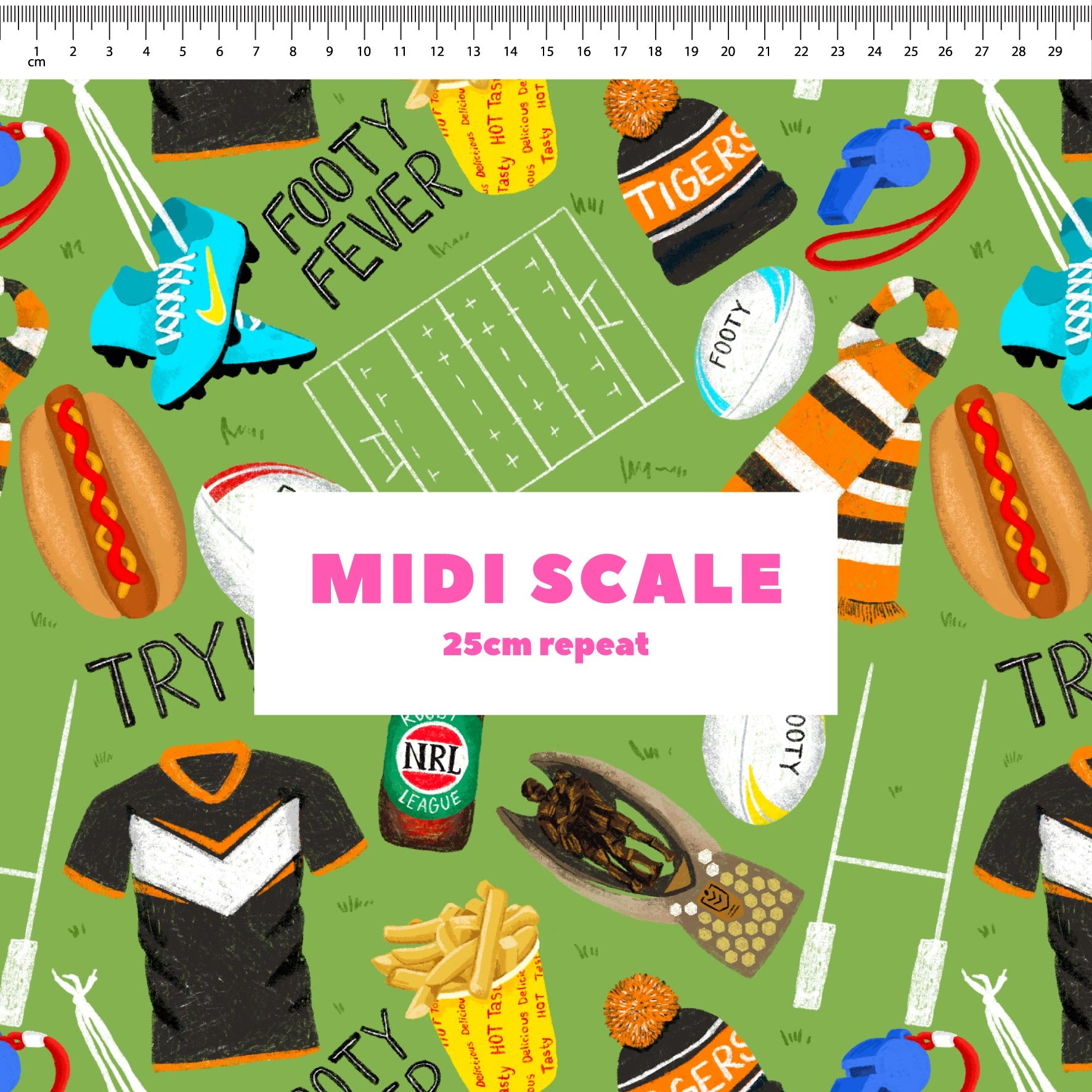 Preorder Fabric: Footy Fever (Tigers)