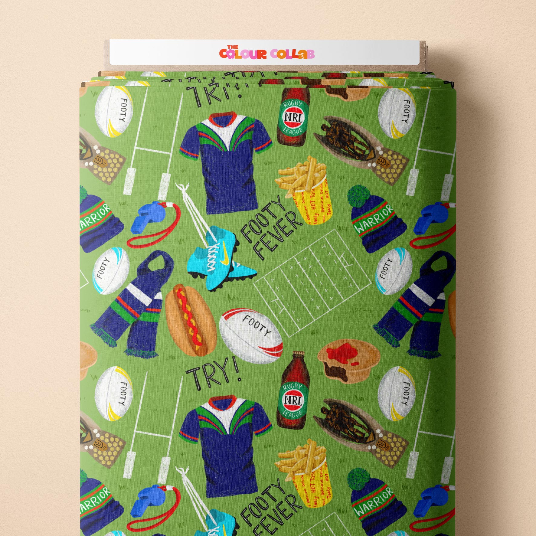 Preorder Fabric: Footy Fever (Warriors)