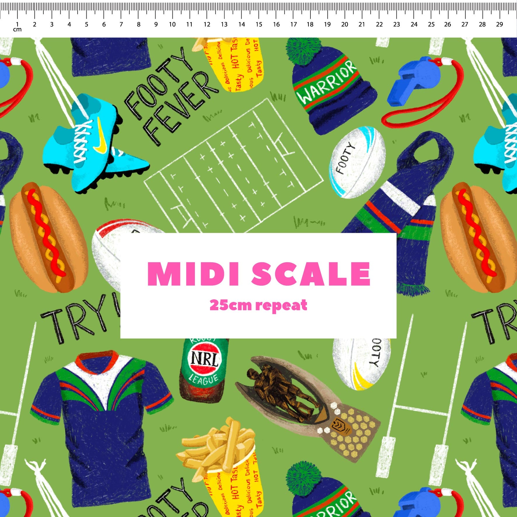 Preorder Fabric: Footy Fever (Warriors)