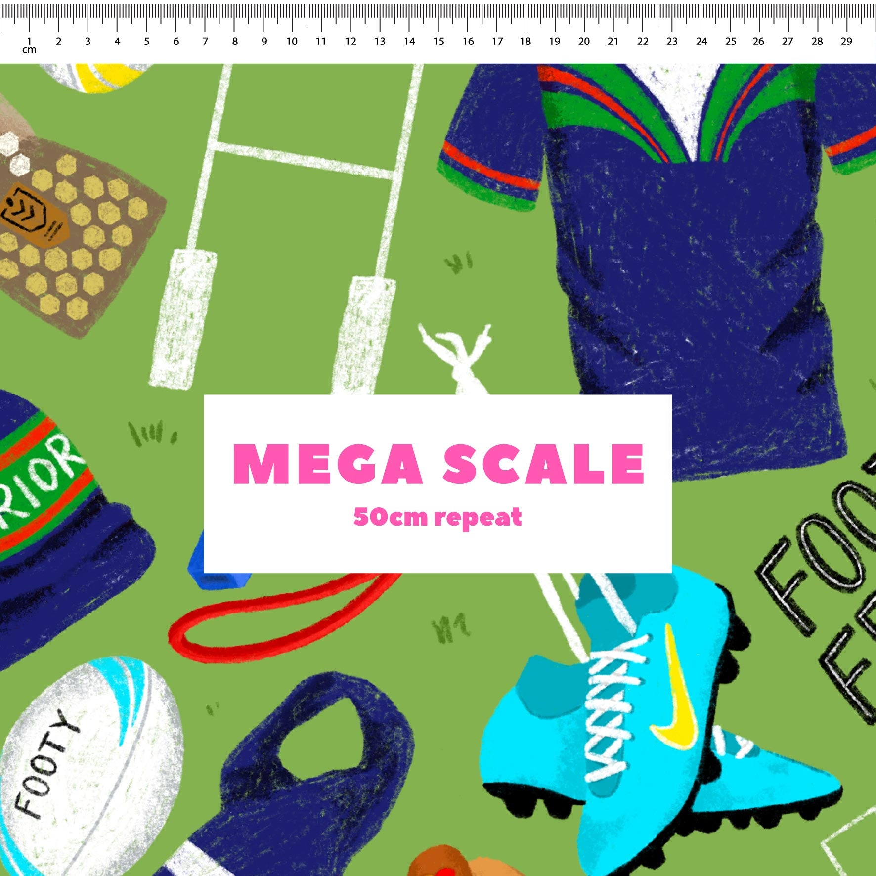 Preorder Fabric: Footy Fever (Warriors)