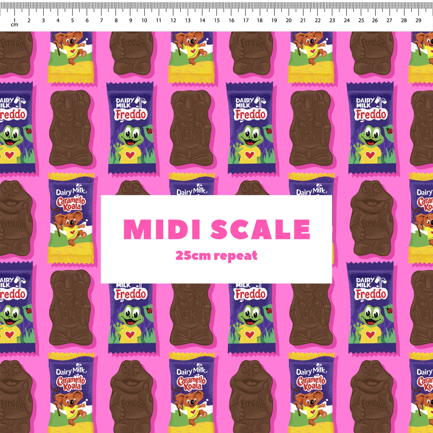 Freddo & Caramello (Pink) fabric design by The Colour Collab in 25cm Midi Scale
