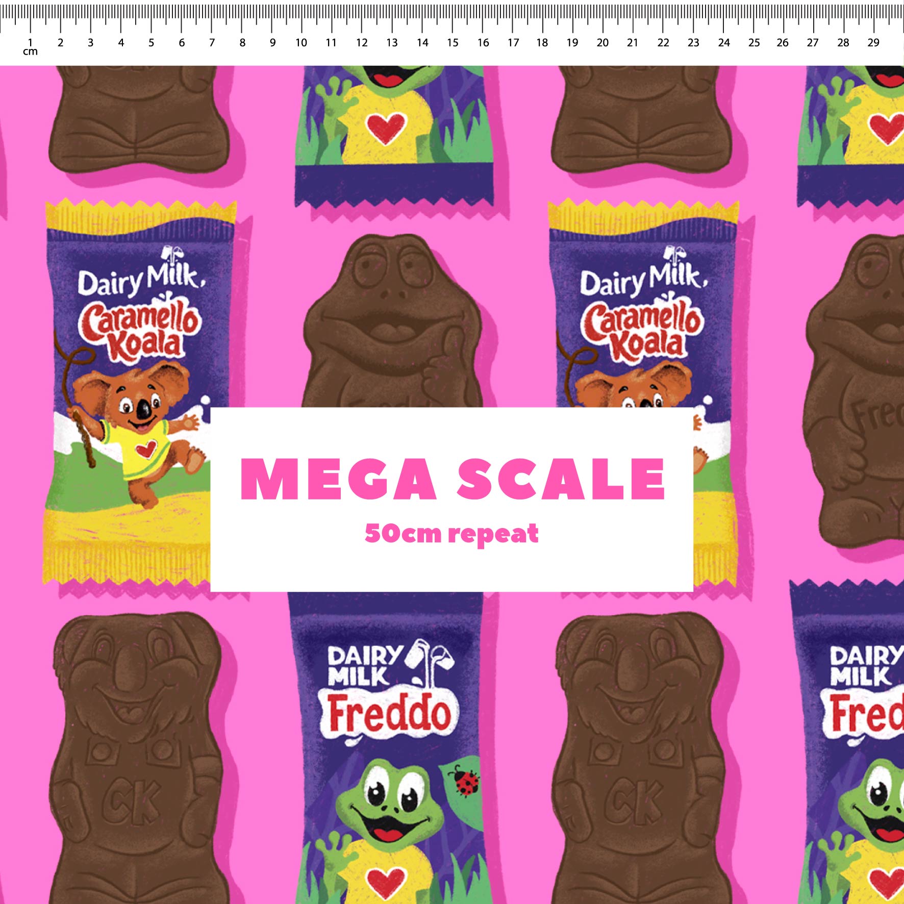 Freddo & Caramello (Pink) fabric print by The Colour Collab in 50cm Mega Scale