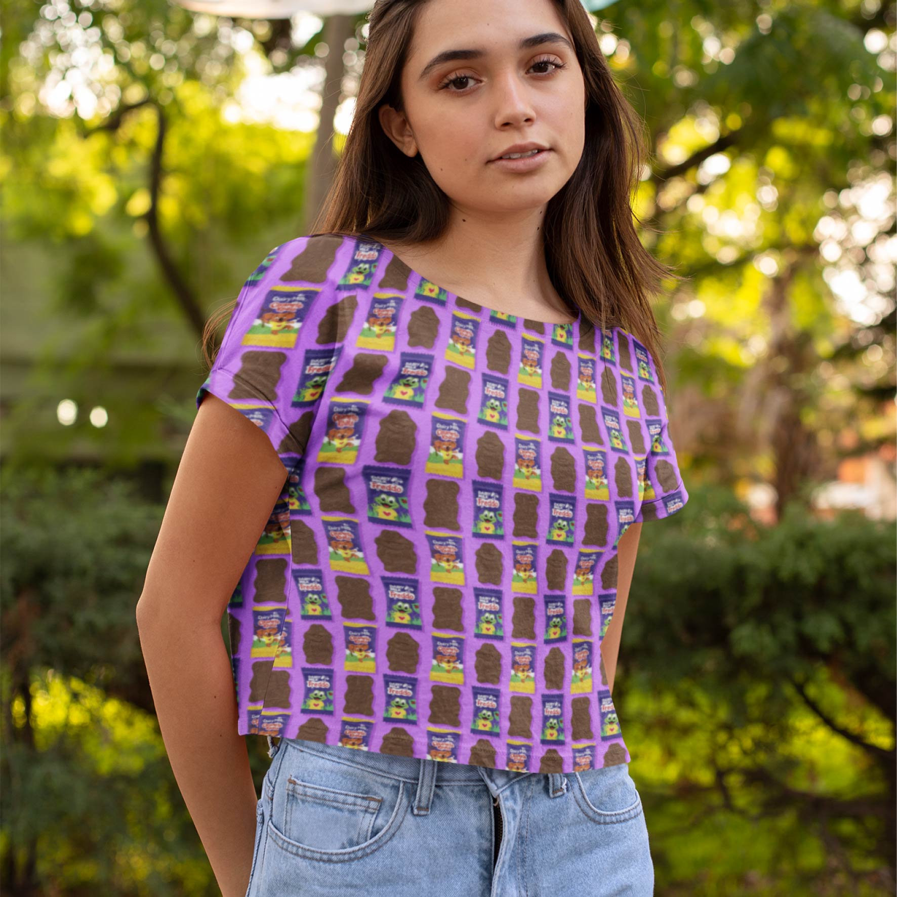 Freddo & Caramello (Purple) colourful printed fabric by The Colour Collab