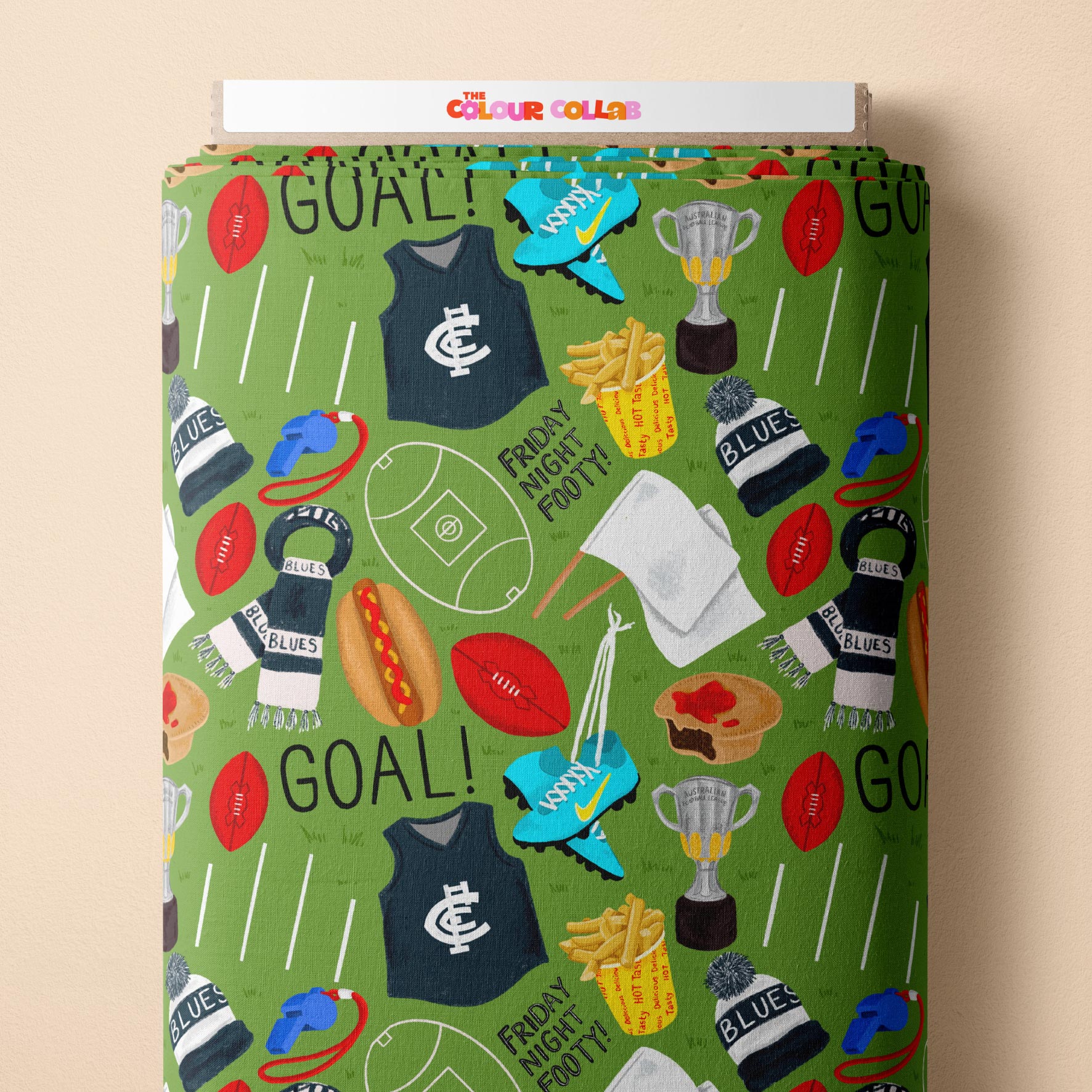 Preorder Fabric: Friday Night Footy (Blues)