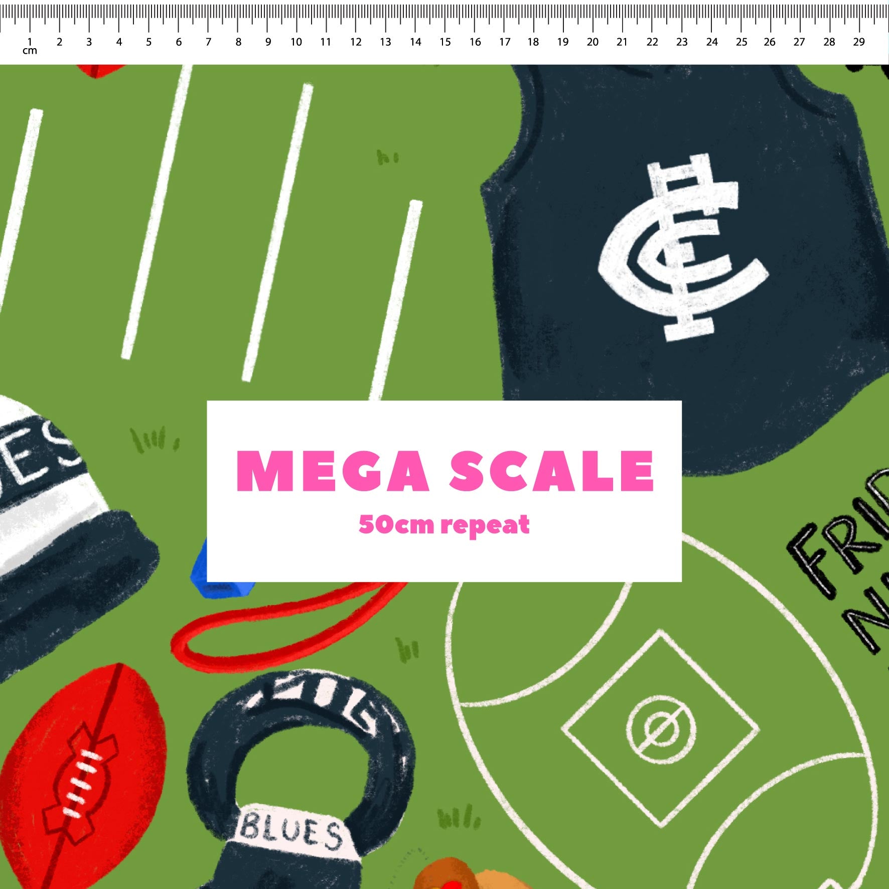 Preorder Fabric: Friday Night Footy (Blues)