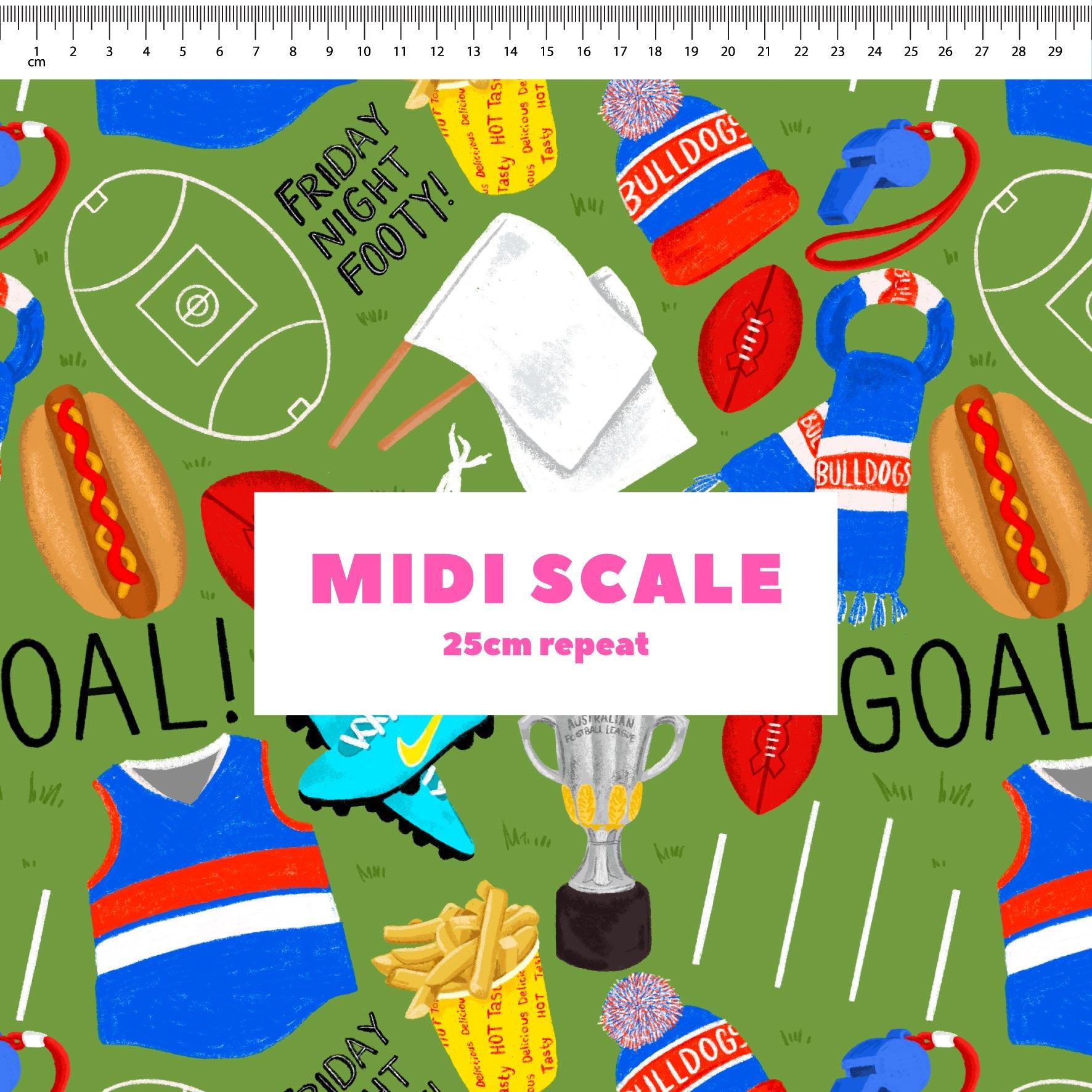 Preorder Fabric: Friday Night Footy (Bulldogs)
