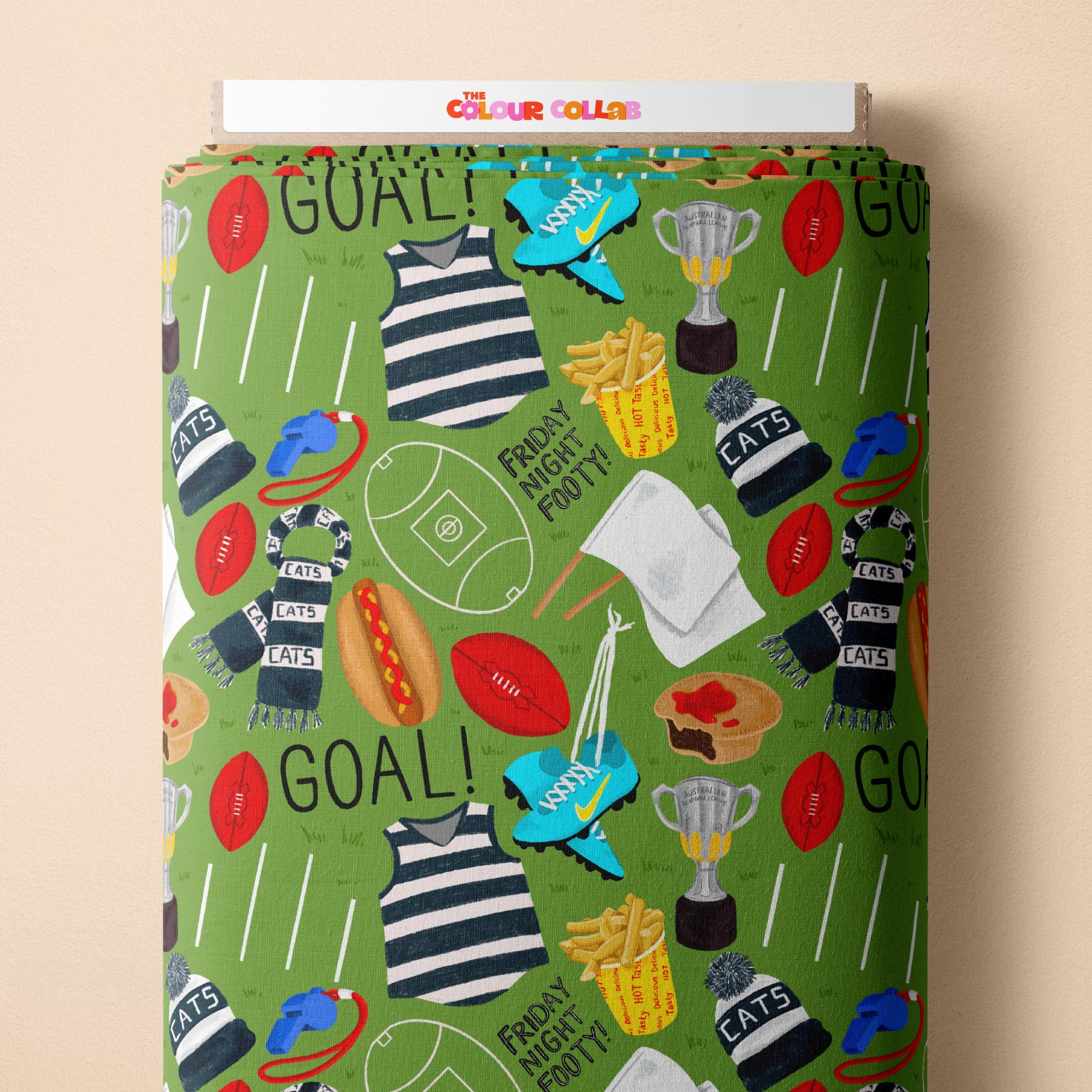 Preorder Fabric: Friday Night Footy (Cats)