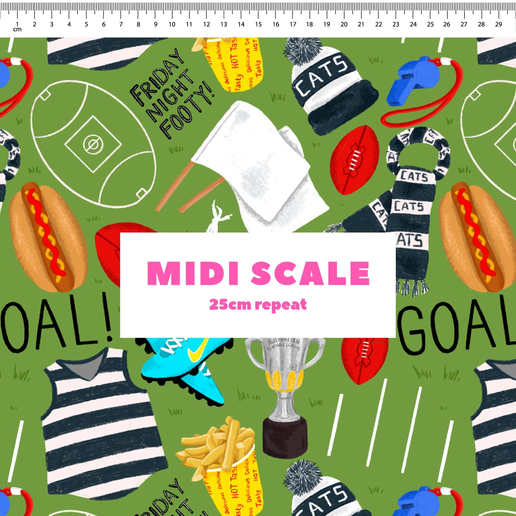 Preorder Fabric: Friday Night Footy (Cats)