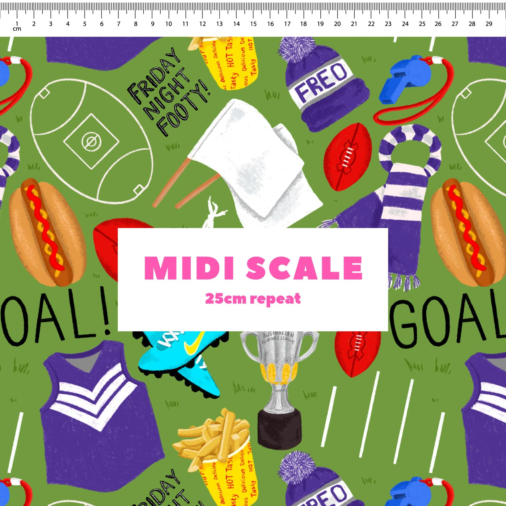 Preorder Fabric: Friday Night Footy (Dockers)