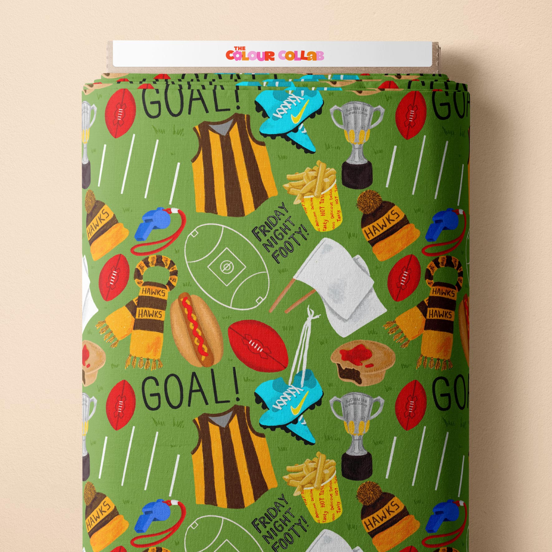 Preorder Fabric: Friday Night Footy (Hawks)