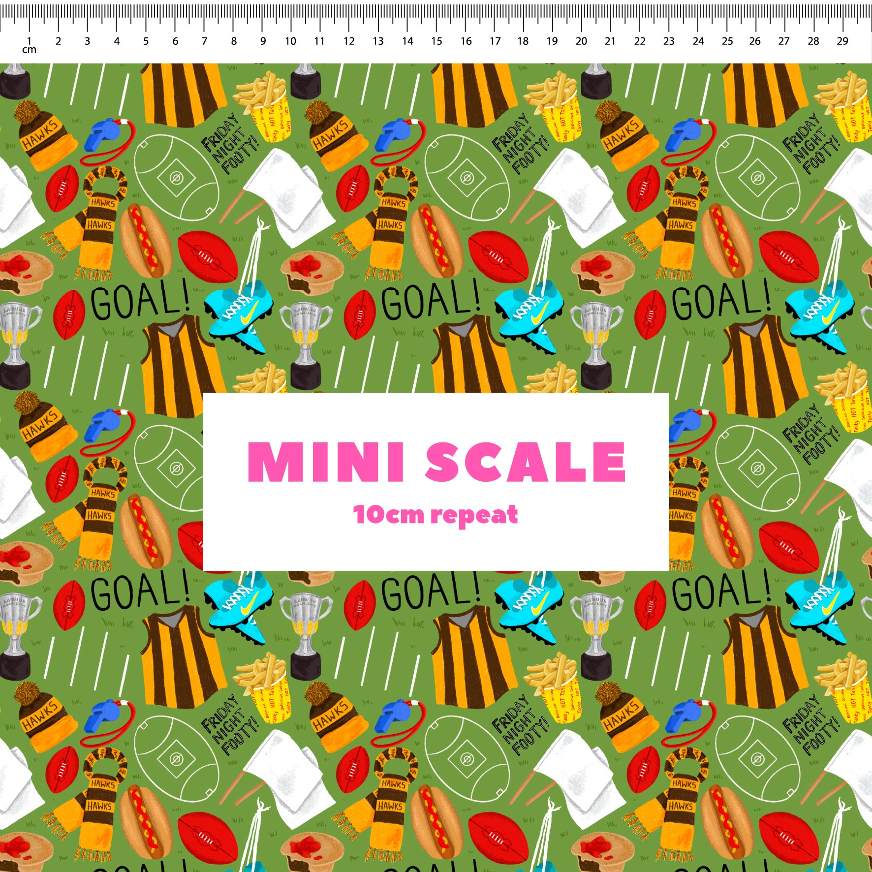 Preorder Fabric: Friday Night Footy (Hawks)