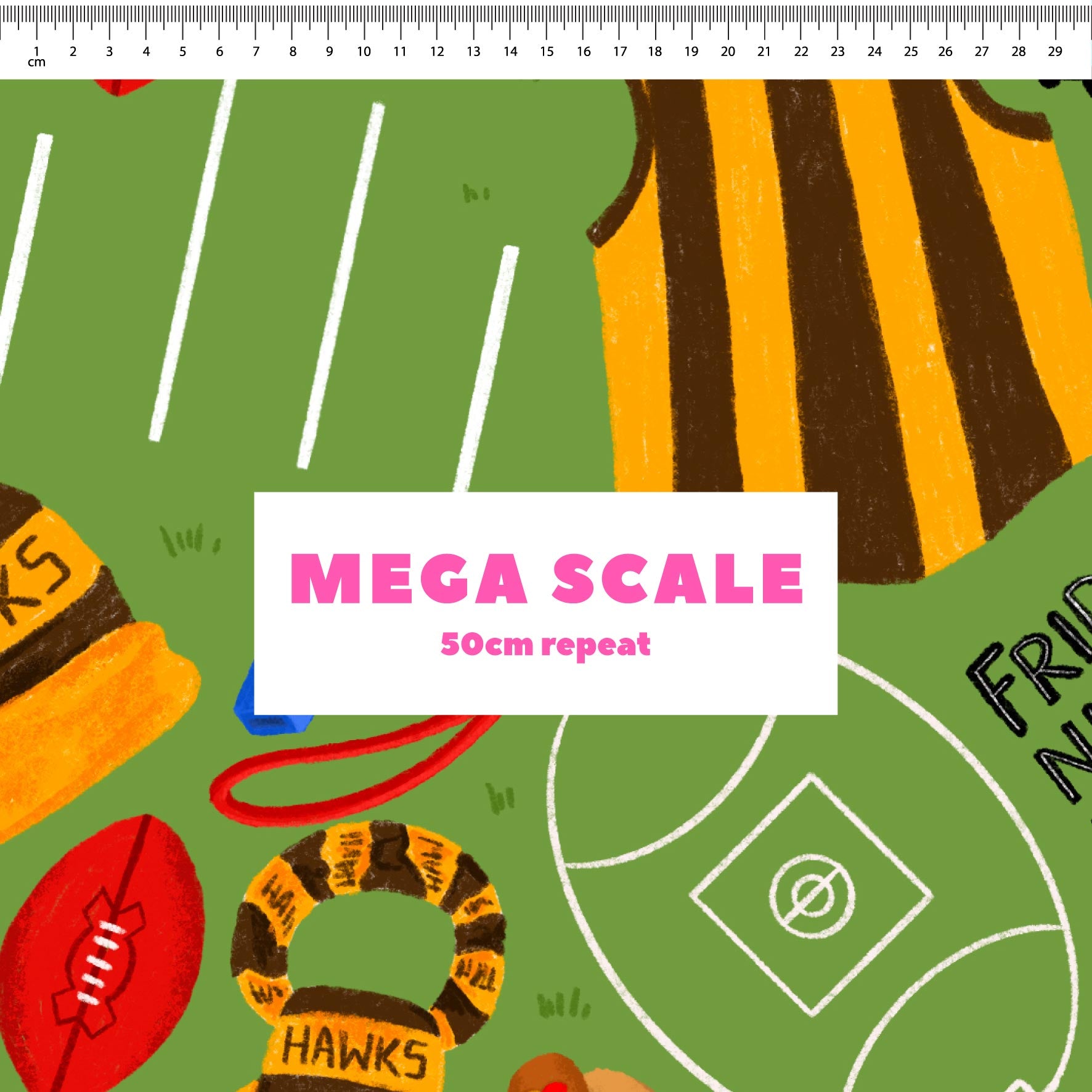 Preorder Fabric: Friday Night Footy (Hawks)