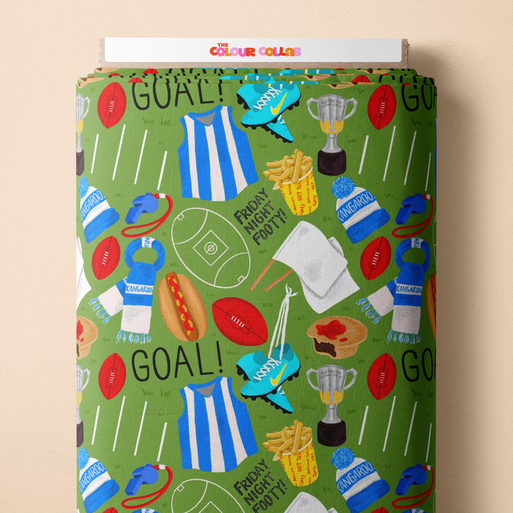 Preorder Fabric: Friday Night Footy (Kangaroos)