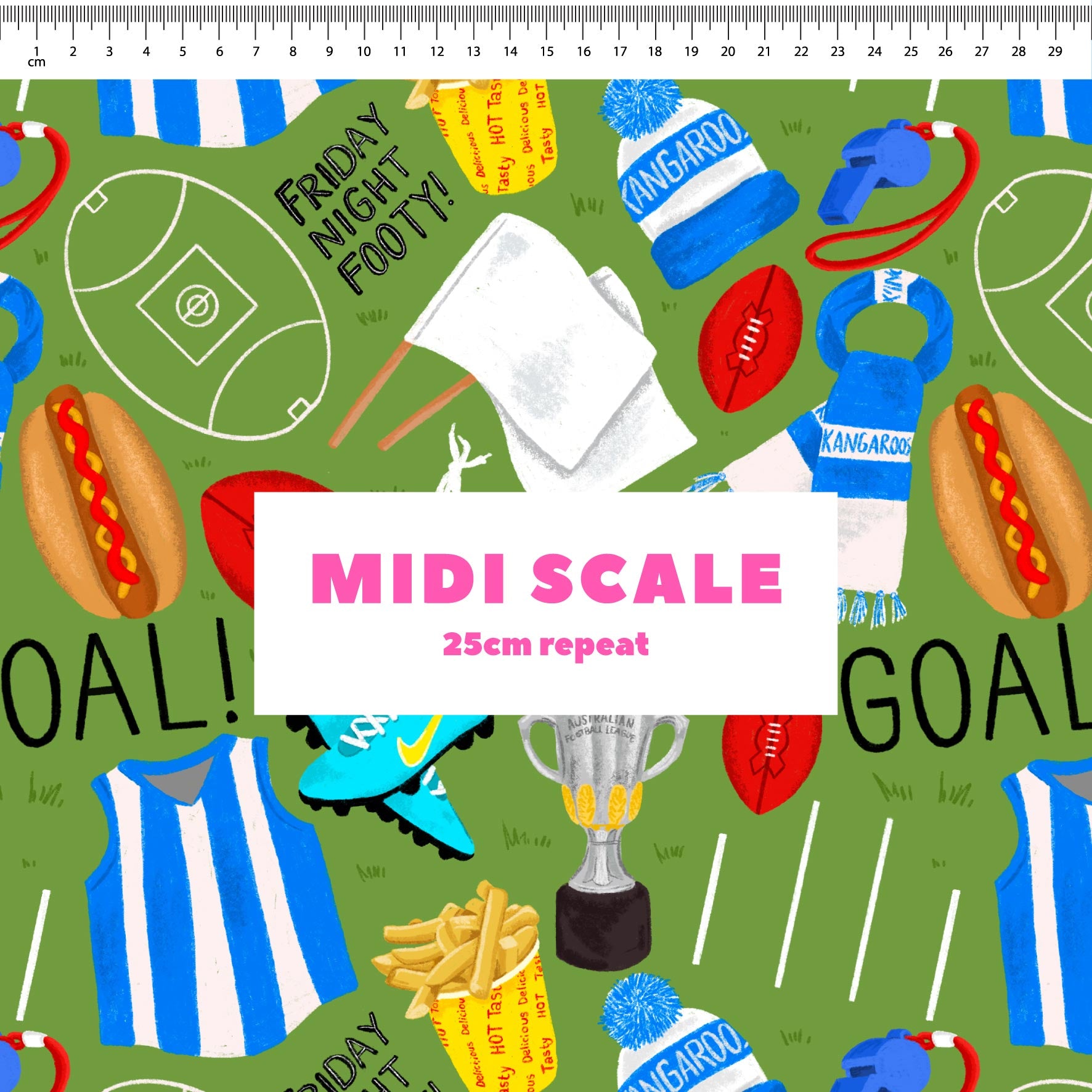 Preorder Fabric: Friday Night Footy (Kangaroos)