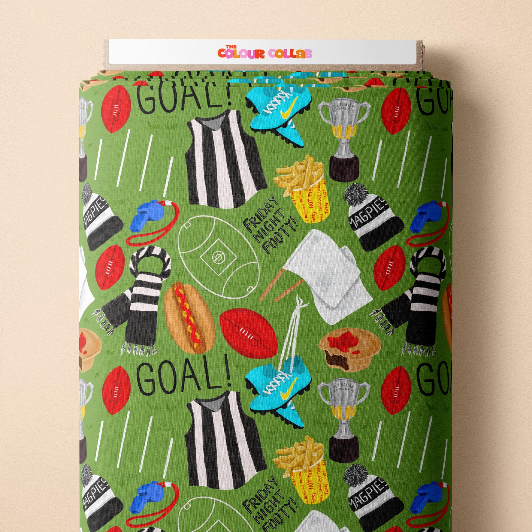 Preorder Fabric: Friday Night Footy (Magpies)