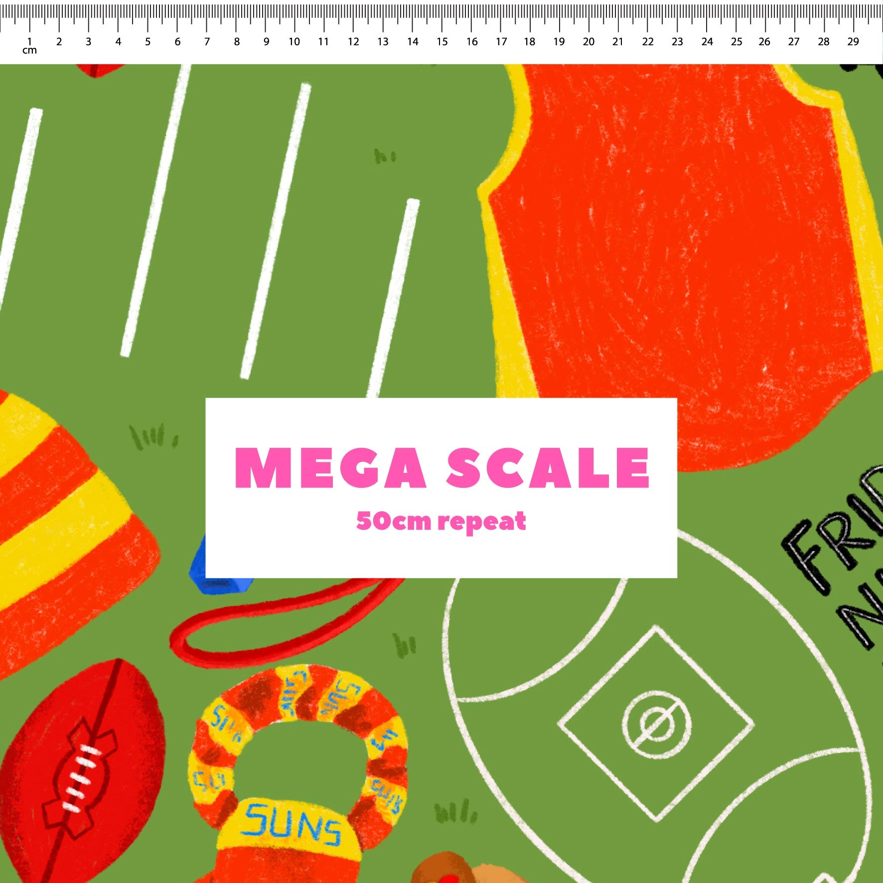 Preorder Fabric: Friday Night Footy (Suns)