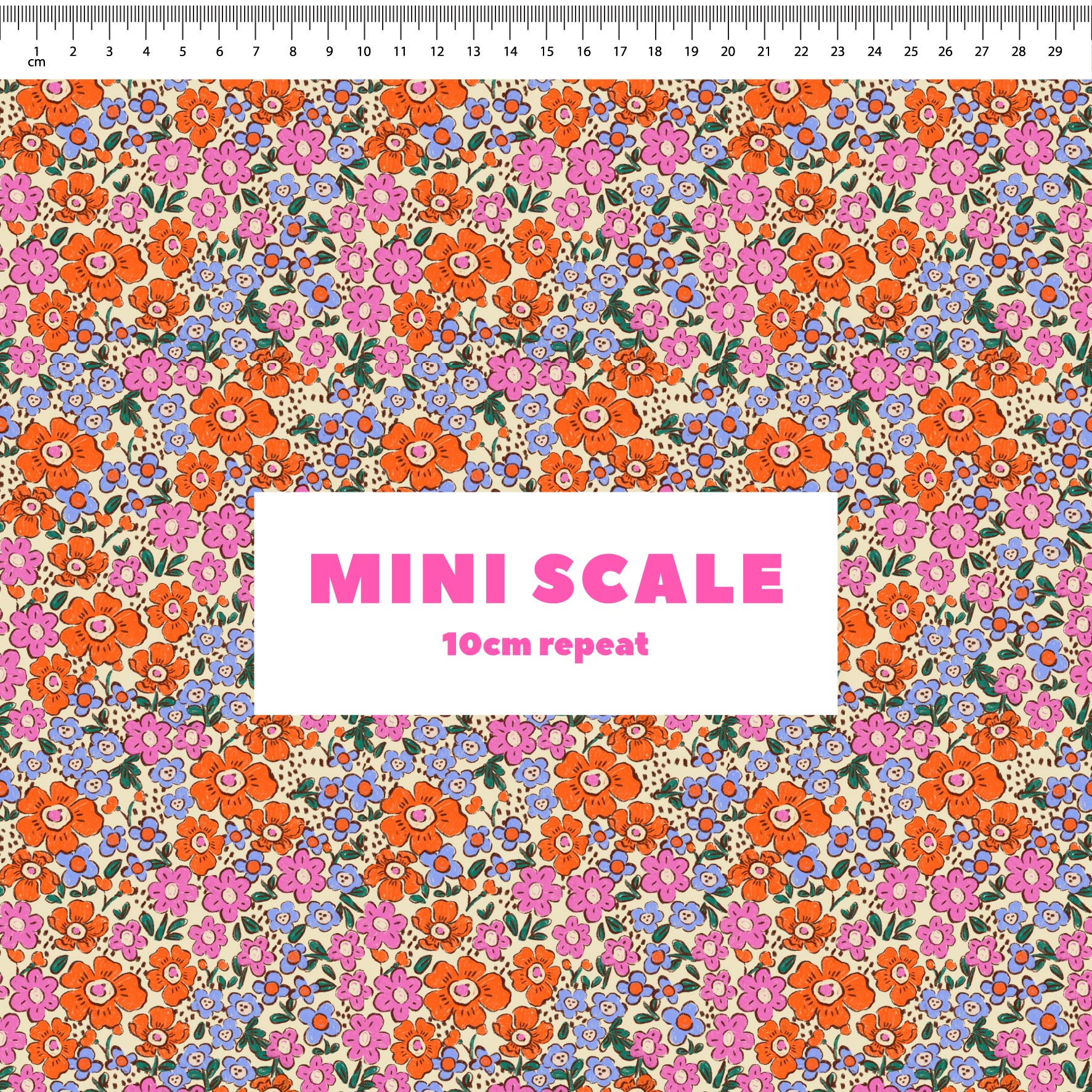 Garden Dreaming (Cream) - 2m - Cotton Woven - Mini Scale