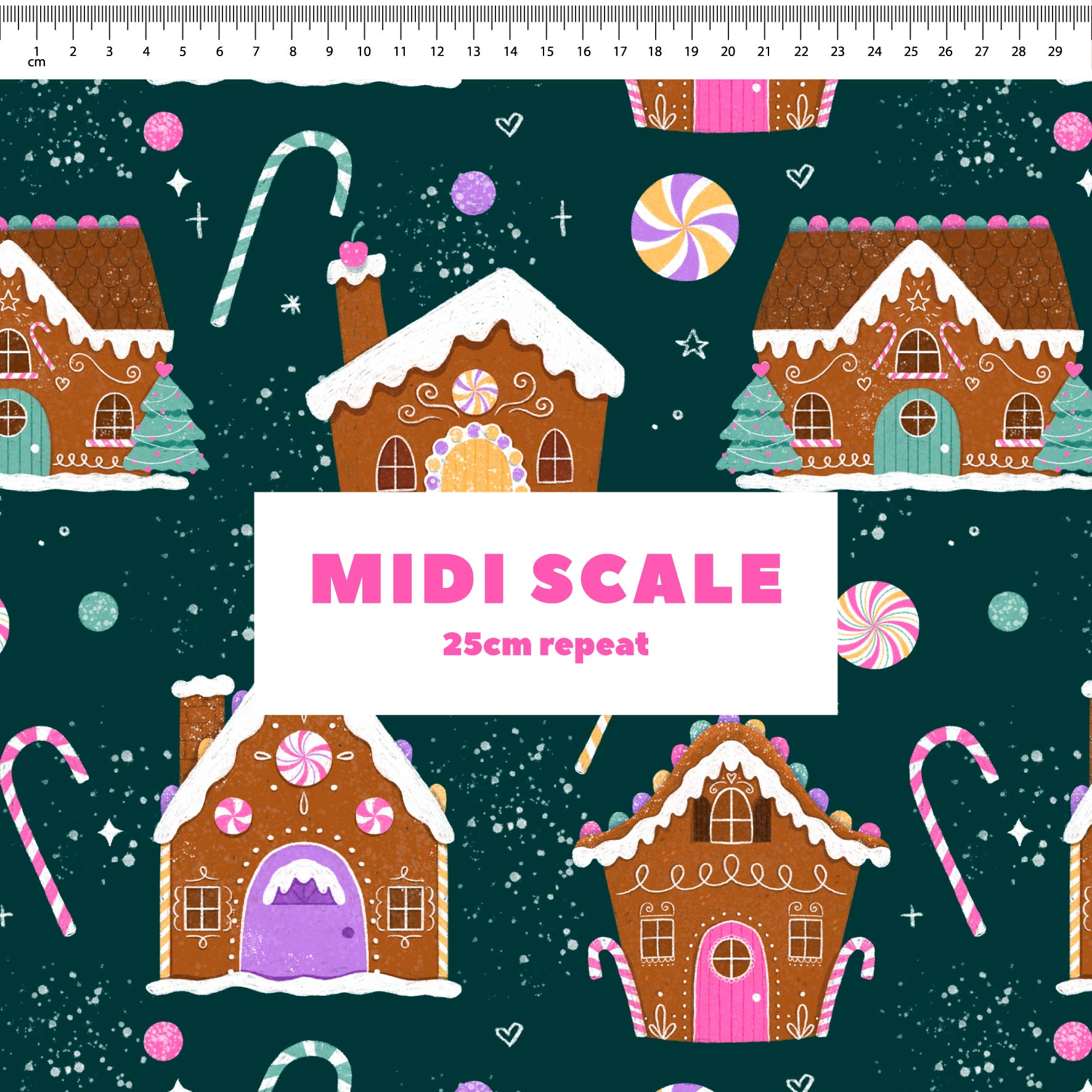 Gingerbread Houses - 1.5m - French Terry - Midi Scale